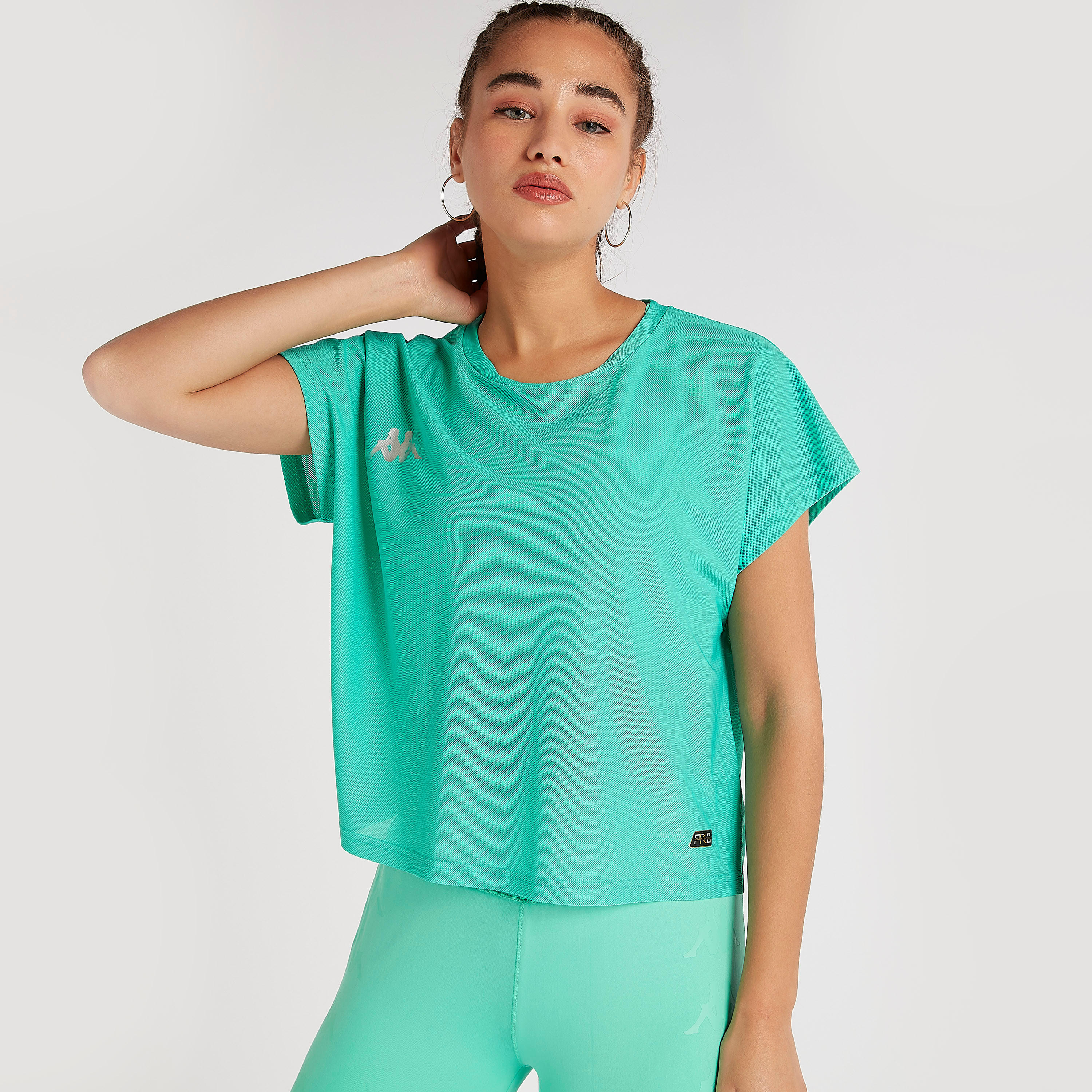 Kappa Plain Round Neck T-shirt with Short Sleeves-women-clothing-sportswearandactivewear-tshirtsandvests-image-1