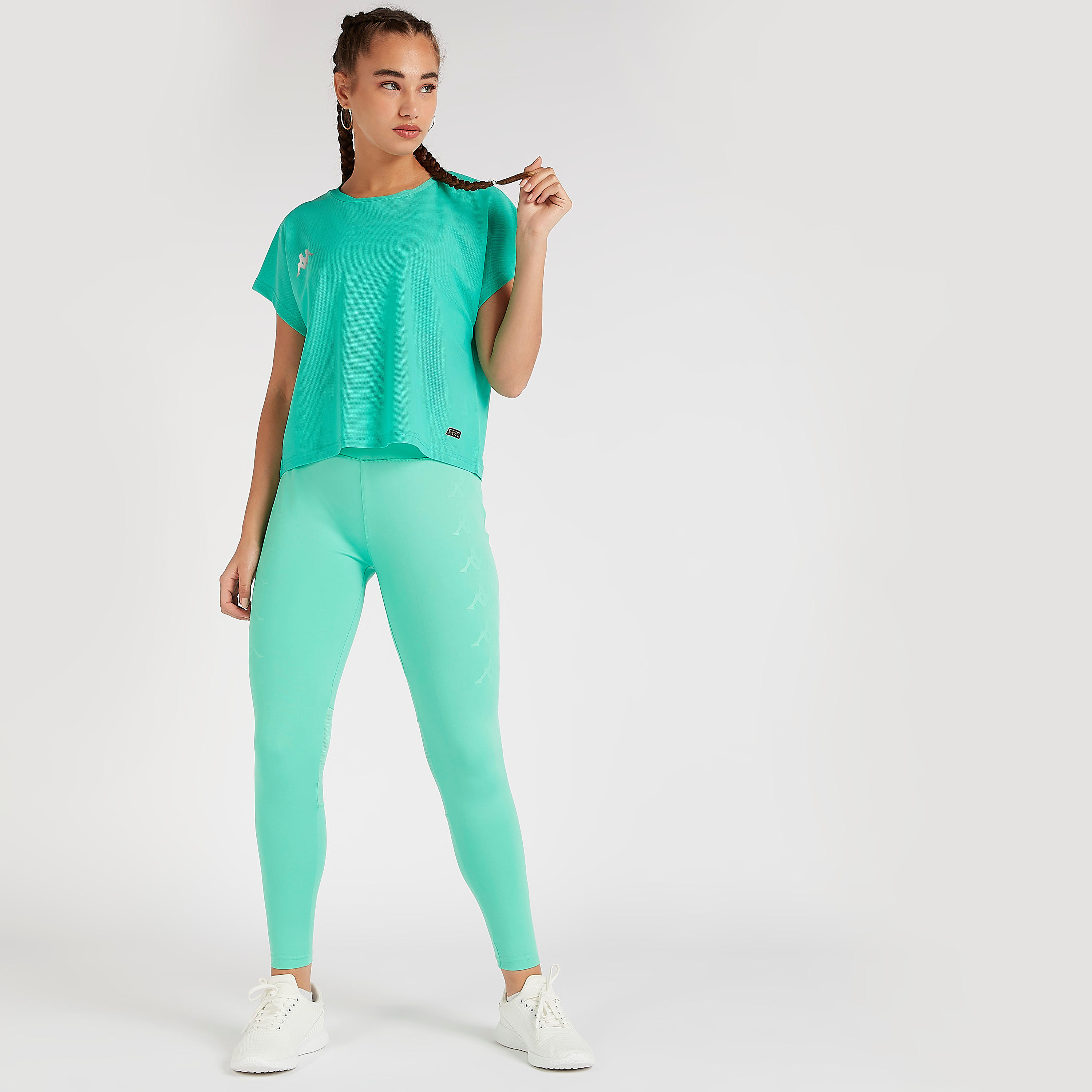 Kappa Plain Round Neck T-shirt with Short Sleeves-women-clothing-sportswearandactivewear-tshirtsandvests-image-2