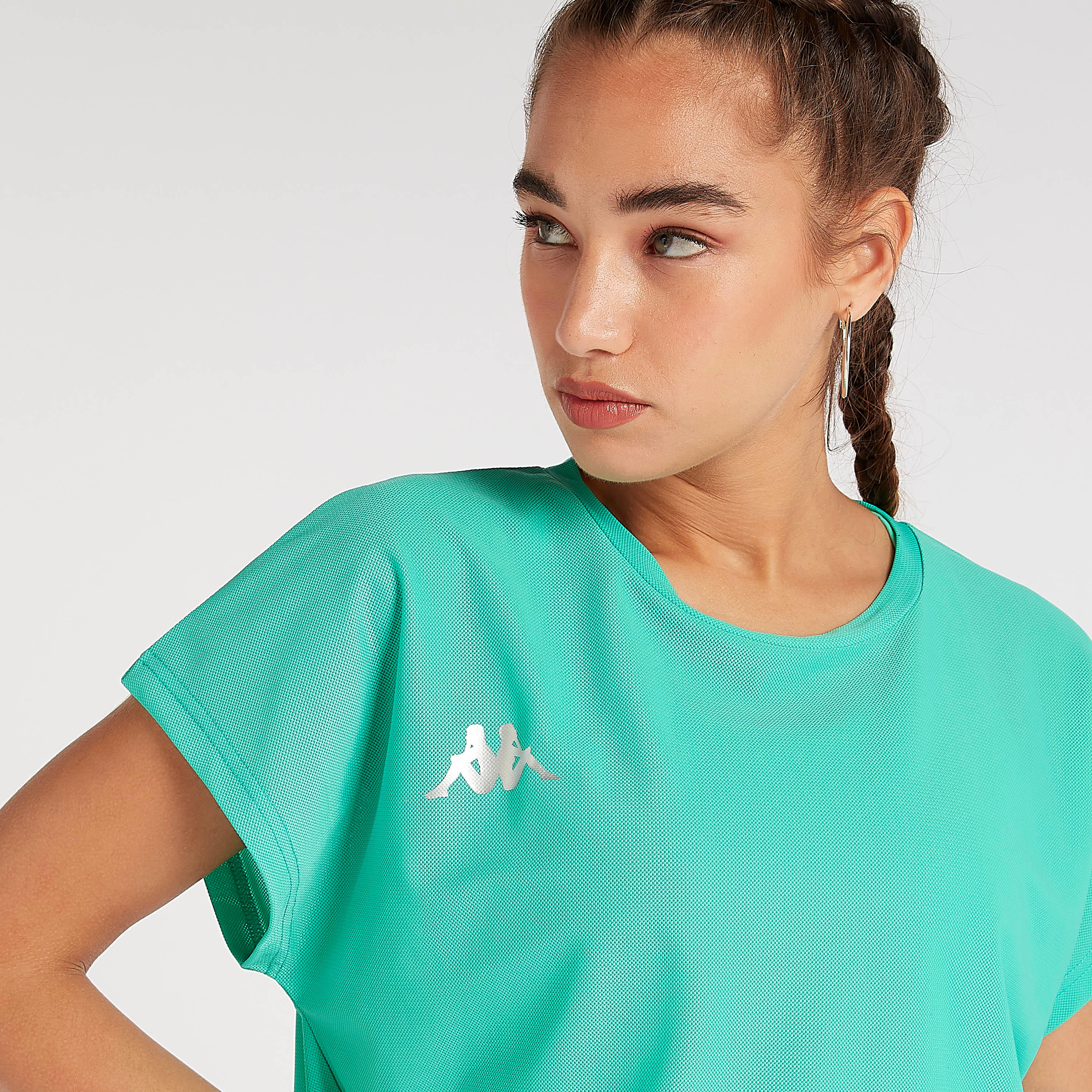 Kappa Plain Round Neck T-shirt with Short Sleeves-women-clothing-sportswearandactivewear-tshirtsandvests-image-3