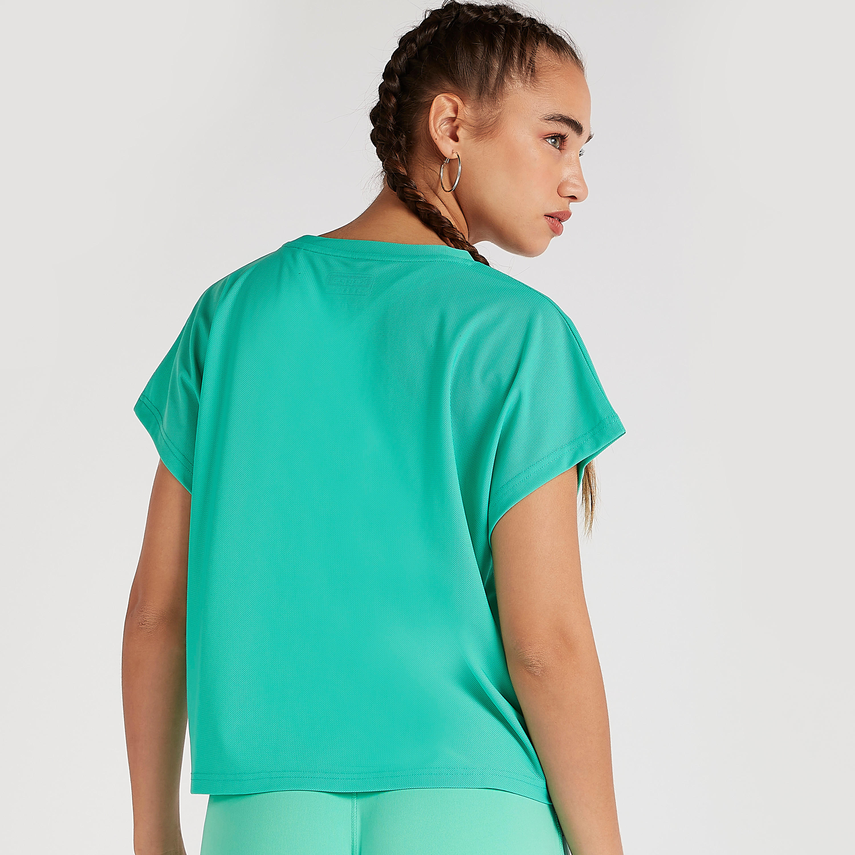 Kappa Plain Round Neck T-shirt with Short Sleeves-women-clothing-sportswearandactivewear-tshirtsandvests-image-4