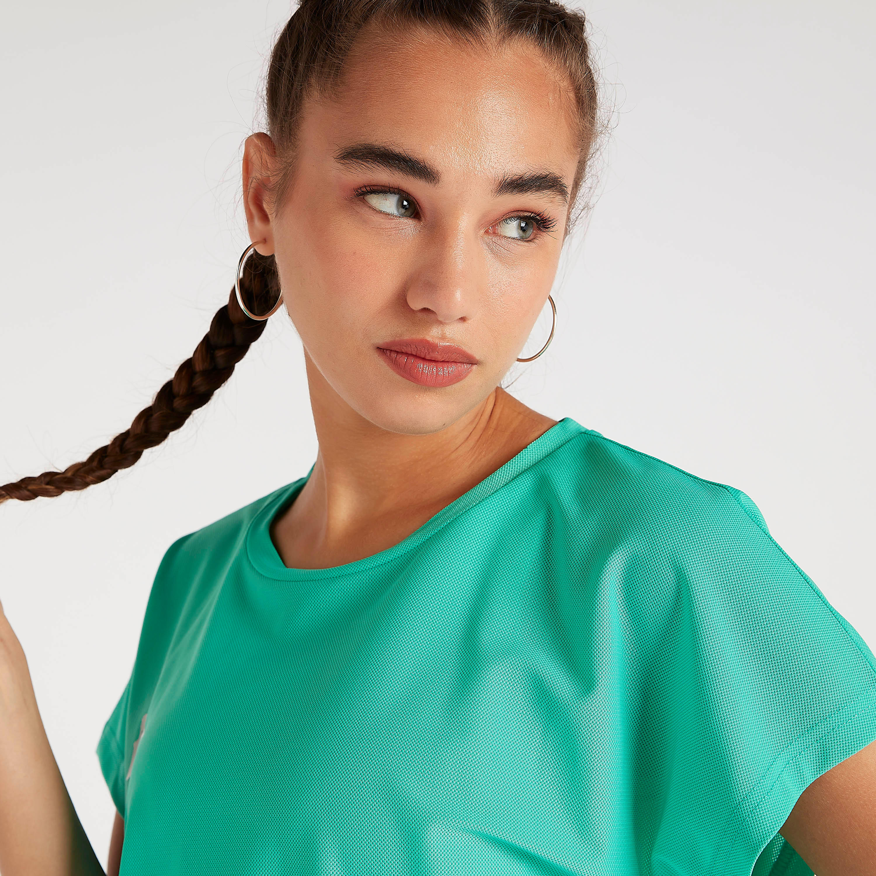 Kappa Plain Round Neck T-shirt with Short Sleeves-women-clothing-sportswearandactivewear-tshirtsandvests-image-5