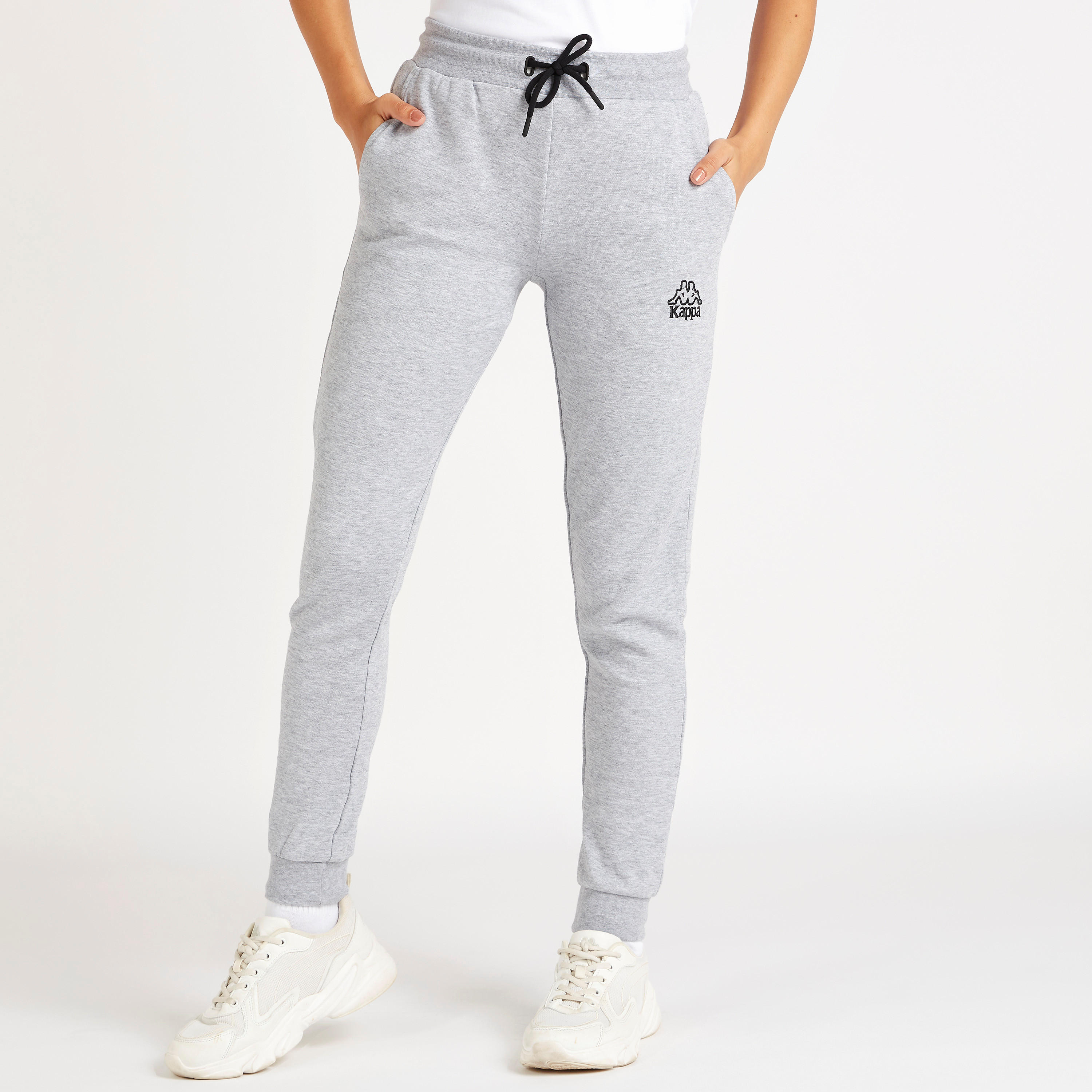 Kappa Plain Joggers with Drawstring Closure and Pockets-women-clothing-bottoms-joggers-image-1