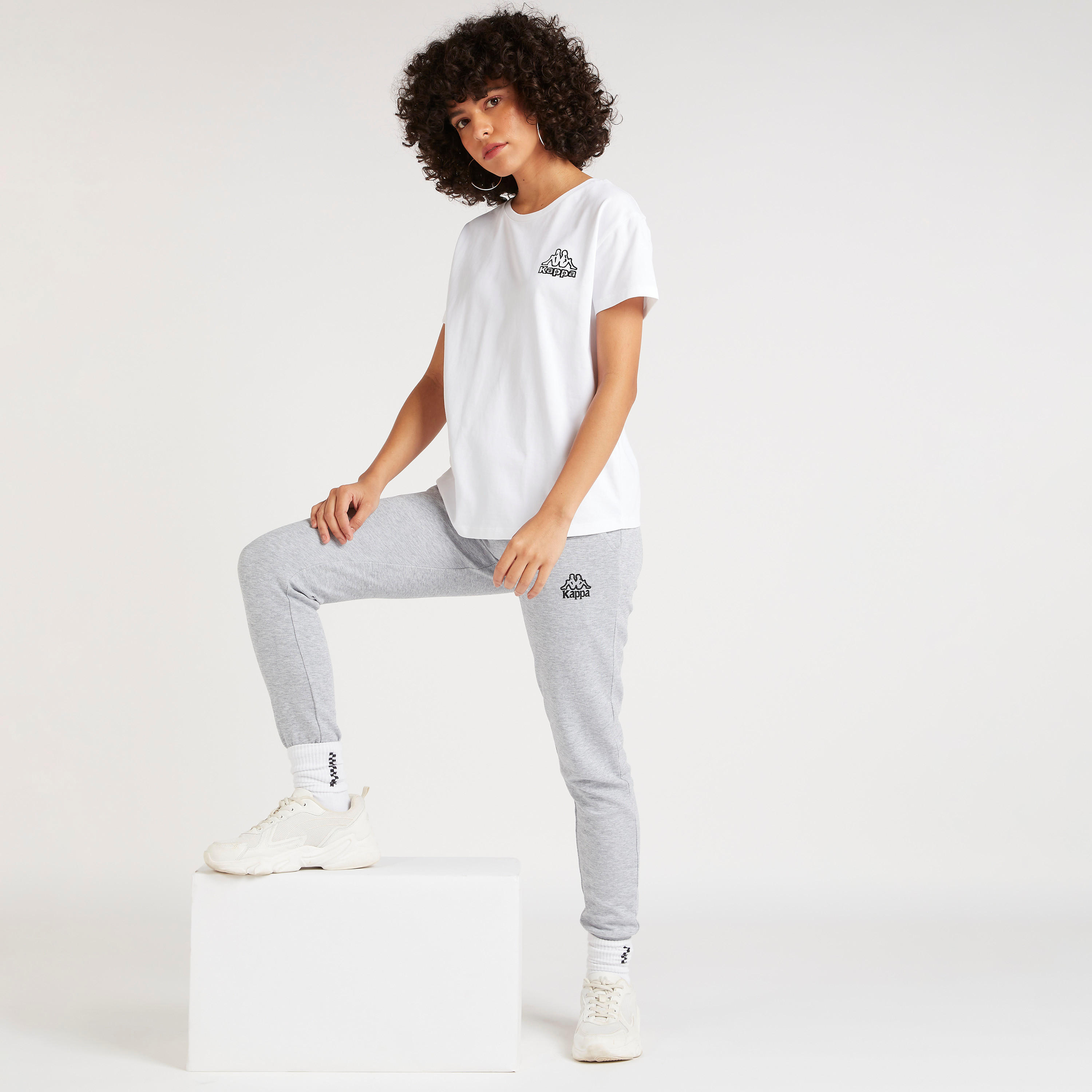 Kappa Plain Joggers with Drawstring Closure and Pockets-women-clothing-bottoms-joggers-image-2