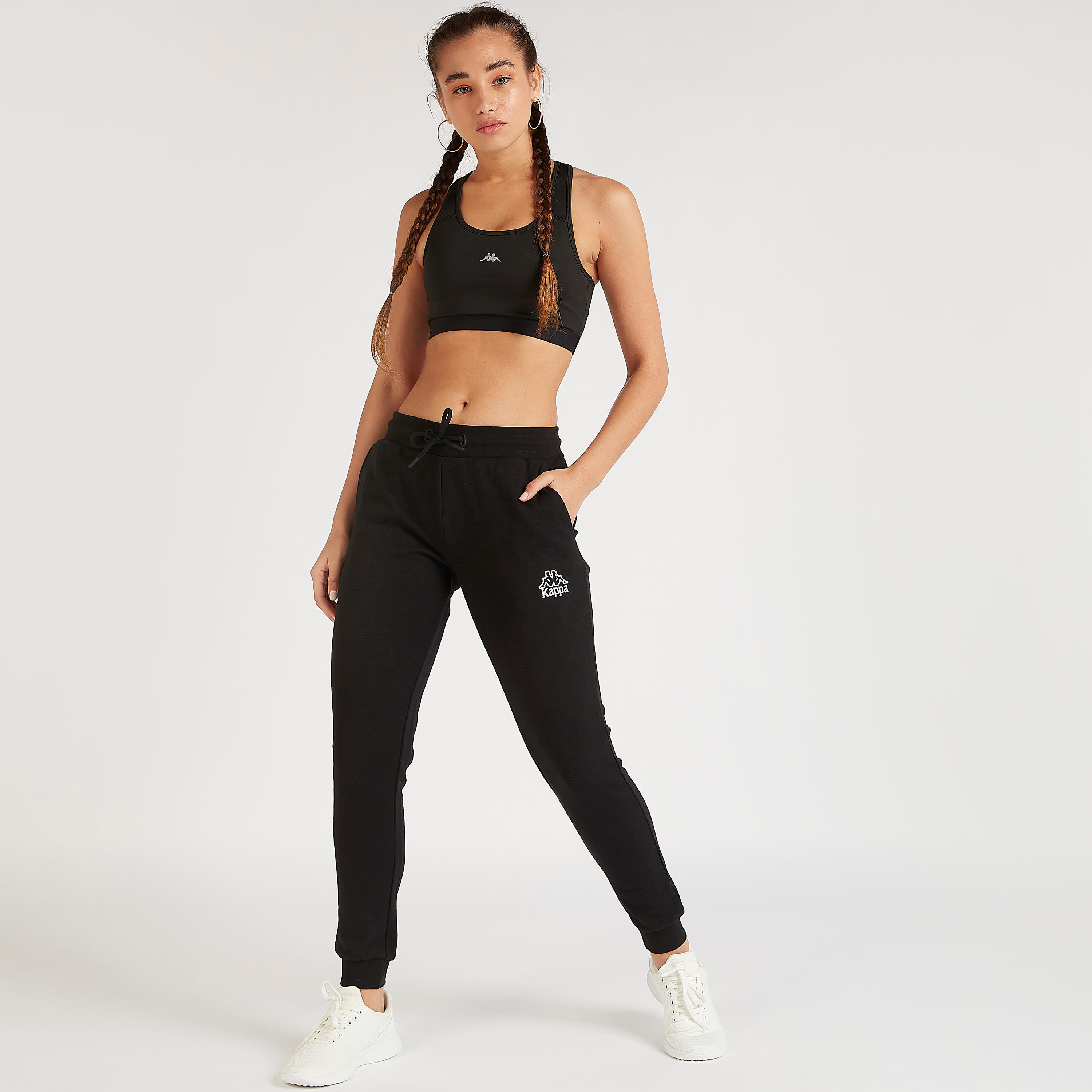 Kappa Plain Joggers with Drawstring Closure-women-clothing-bottoms-joggers-image-2