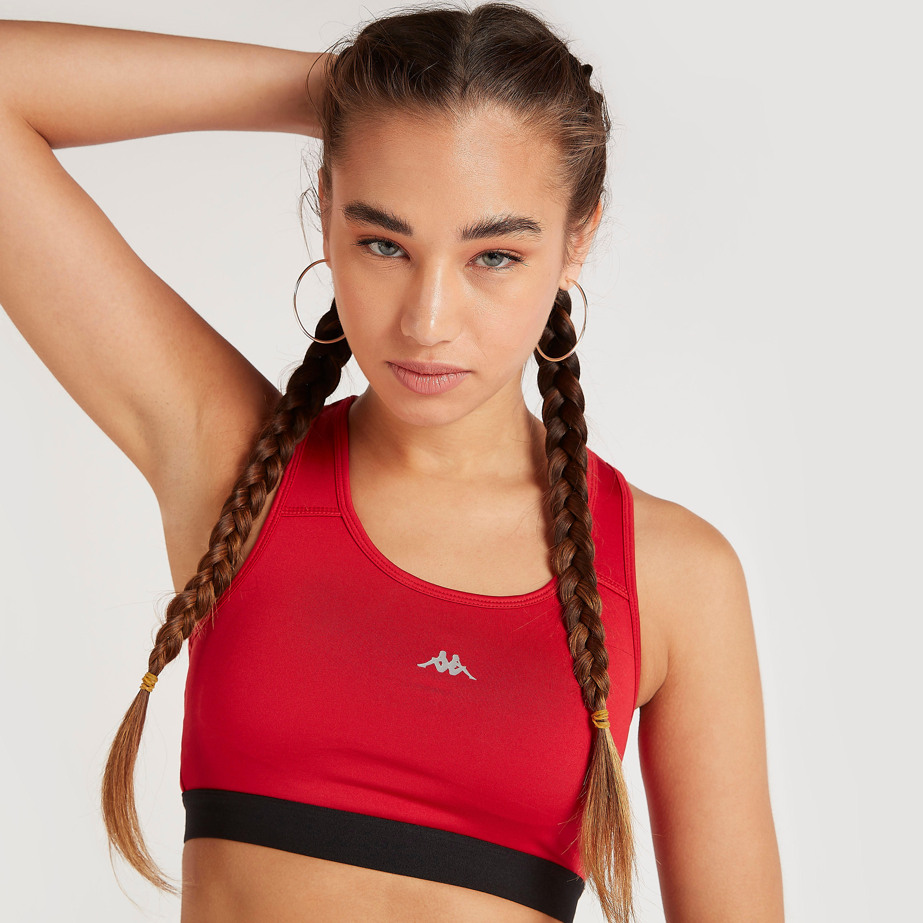 صدريّة رياضيّة سادة داعمة مرتفعة بتصميم متقاطع من الخلف-sports-women-clothing-sportsbras-image-1