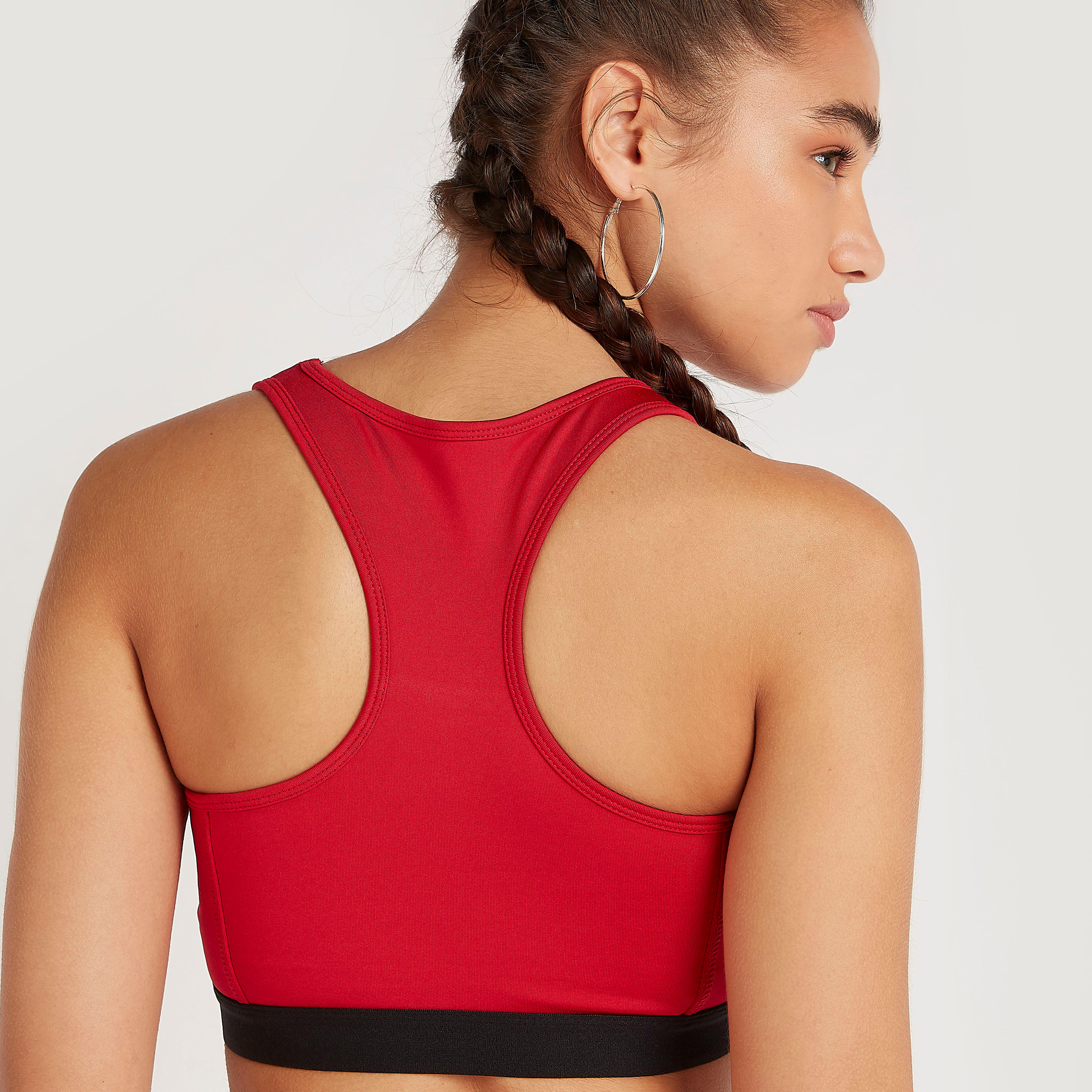 صدريّة رياضيّة سادة داعمة مرتفعة بتصميم متقاطع من الخلف-sports-women-clothing-sportsbras-image-4