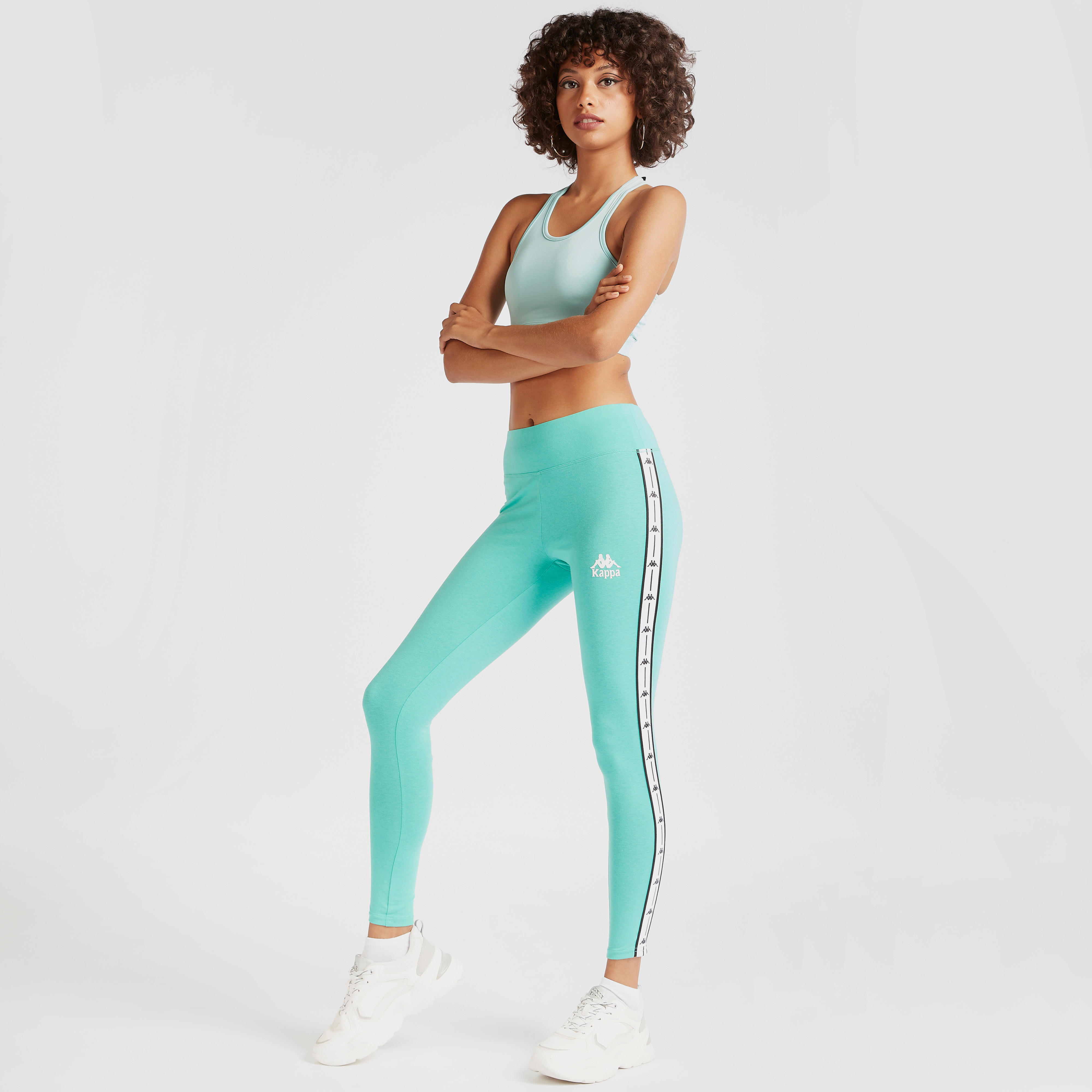 بنطلون ليقنز سادة بخصر مطّاطي وتفاصيل شريطة من كابا-women-clothing-bottoms-leggings-image-5