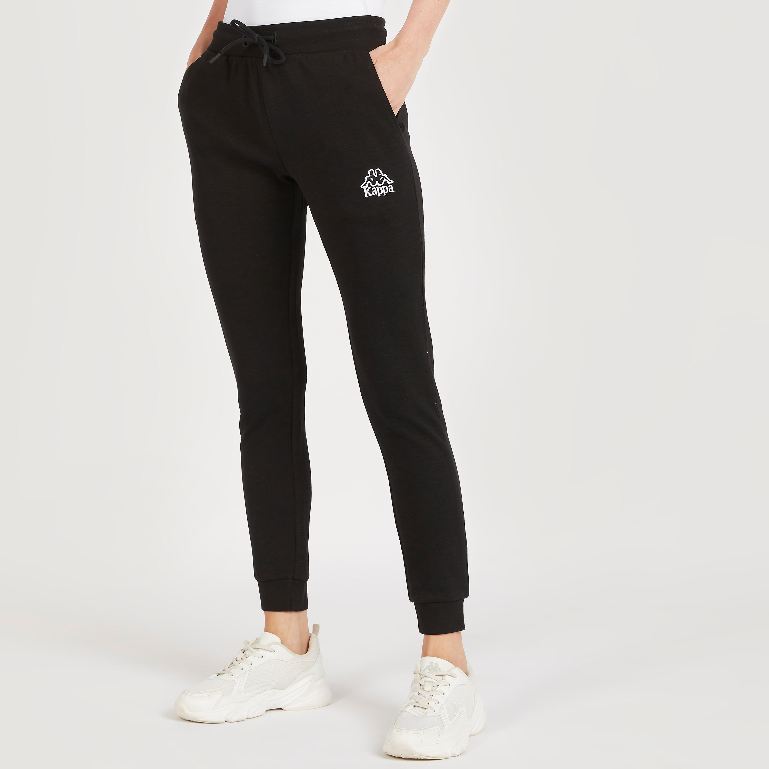 Kappa Solid Joggers with Drawstring Closure and Pockets-women-clothing-bottoms-joggers-image-1