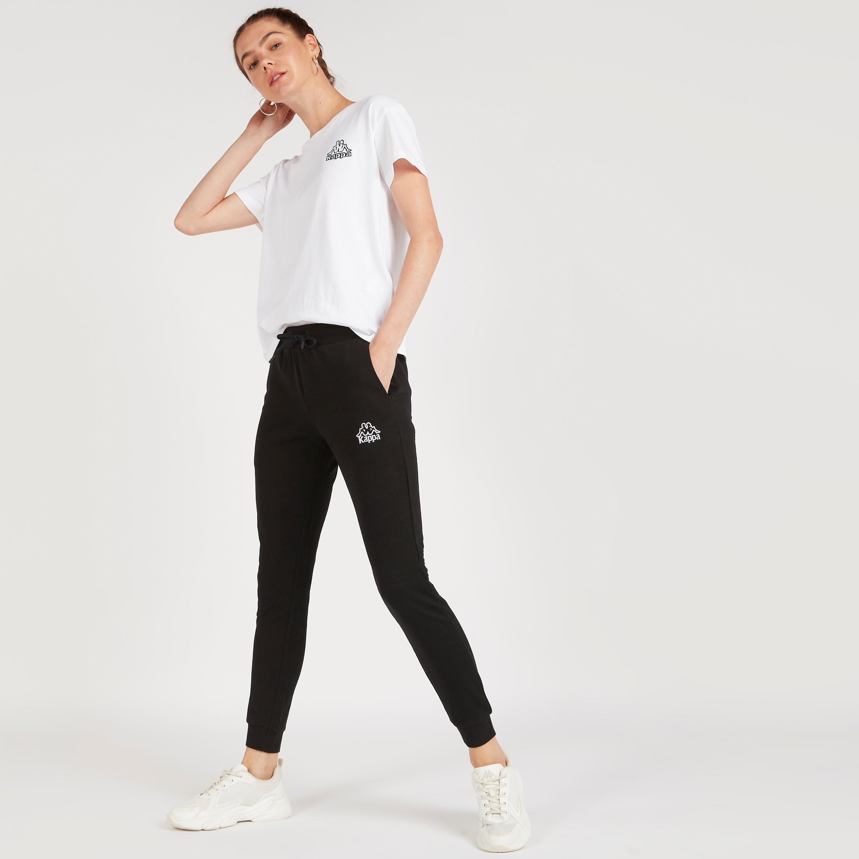 Kappa Solid Joggers with Drawstring Closure and Pockets-women-clothing-bottoms-joggers-image-2