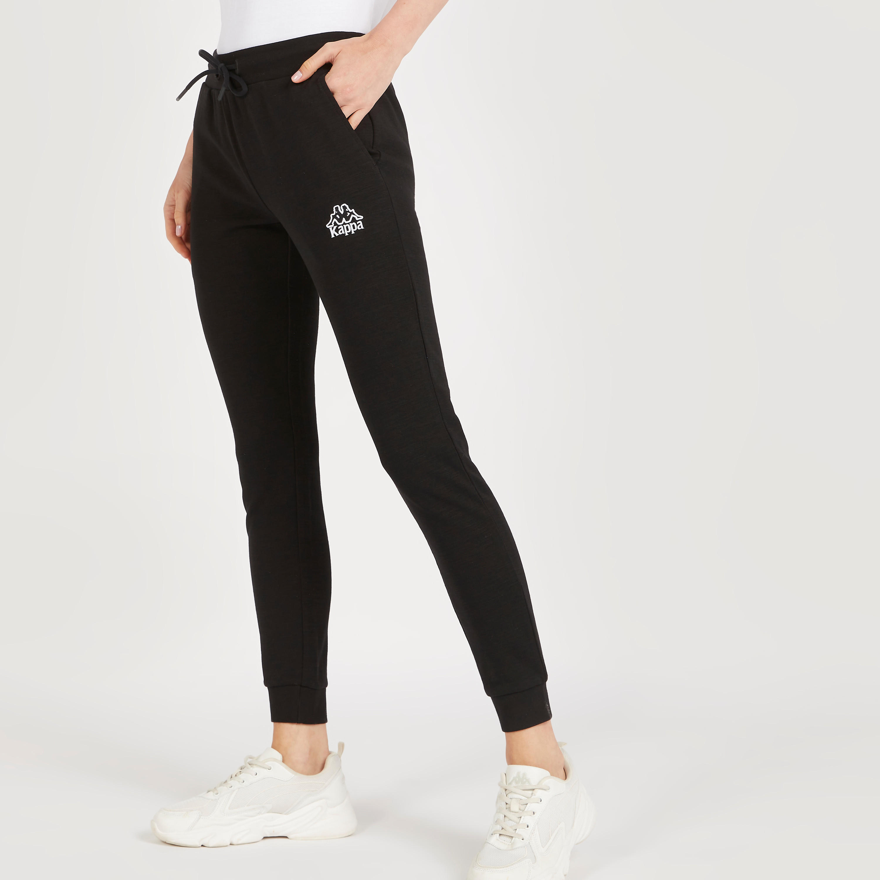 Kappa Solid Joggers with Drawstring Closure and Pockets-women-clothing-bottoms-joggers-image-5