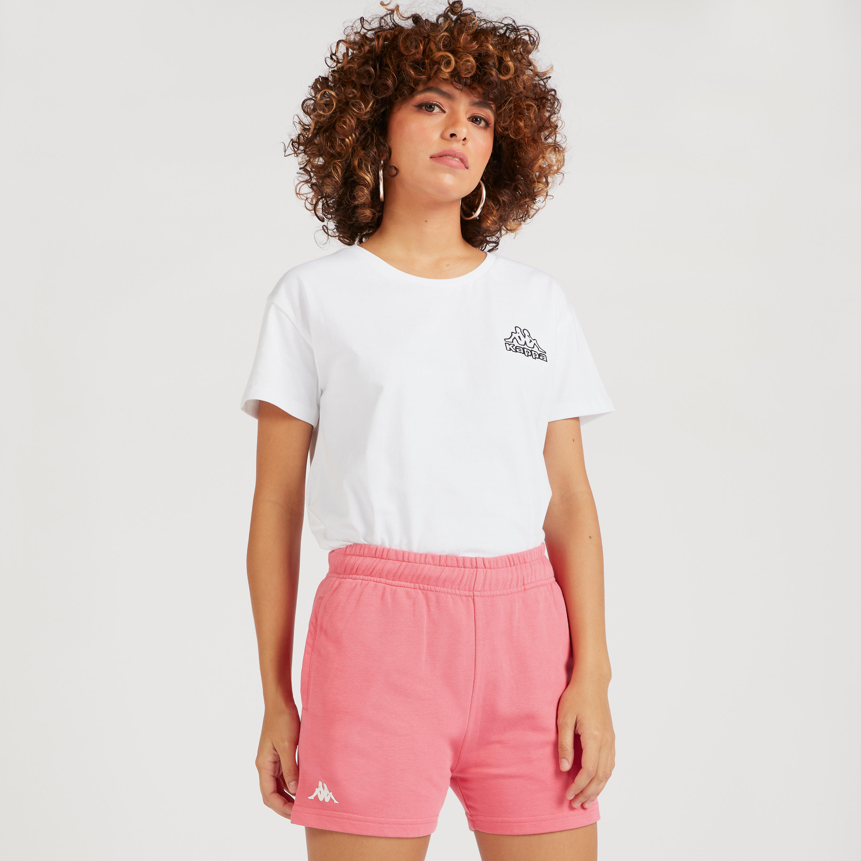 Solid Kappa Shorts with Elasticated Waistband-women-clothing-bottoms-shorts-image-1
