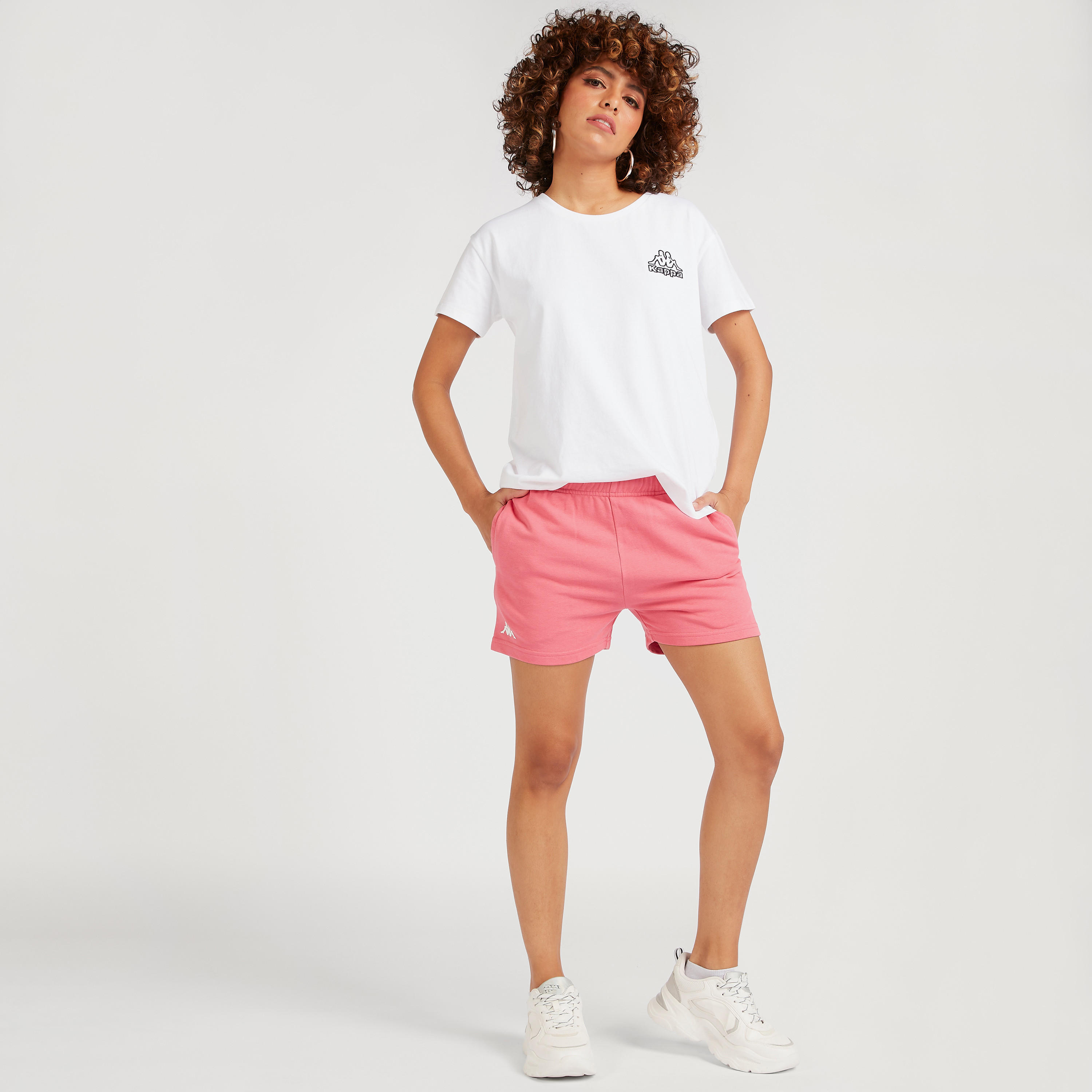 Solid Kappa Shorts with Elasticated Waistband-women-clothing-bottoms-shorts-image-2