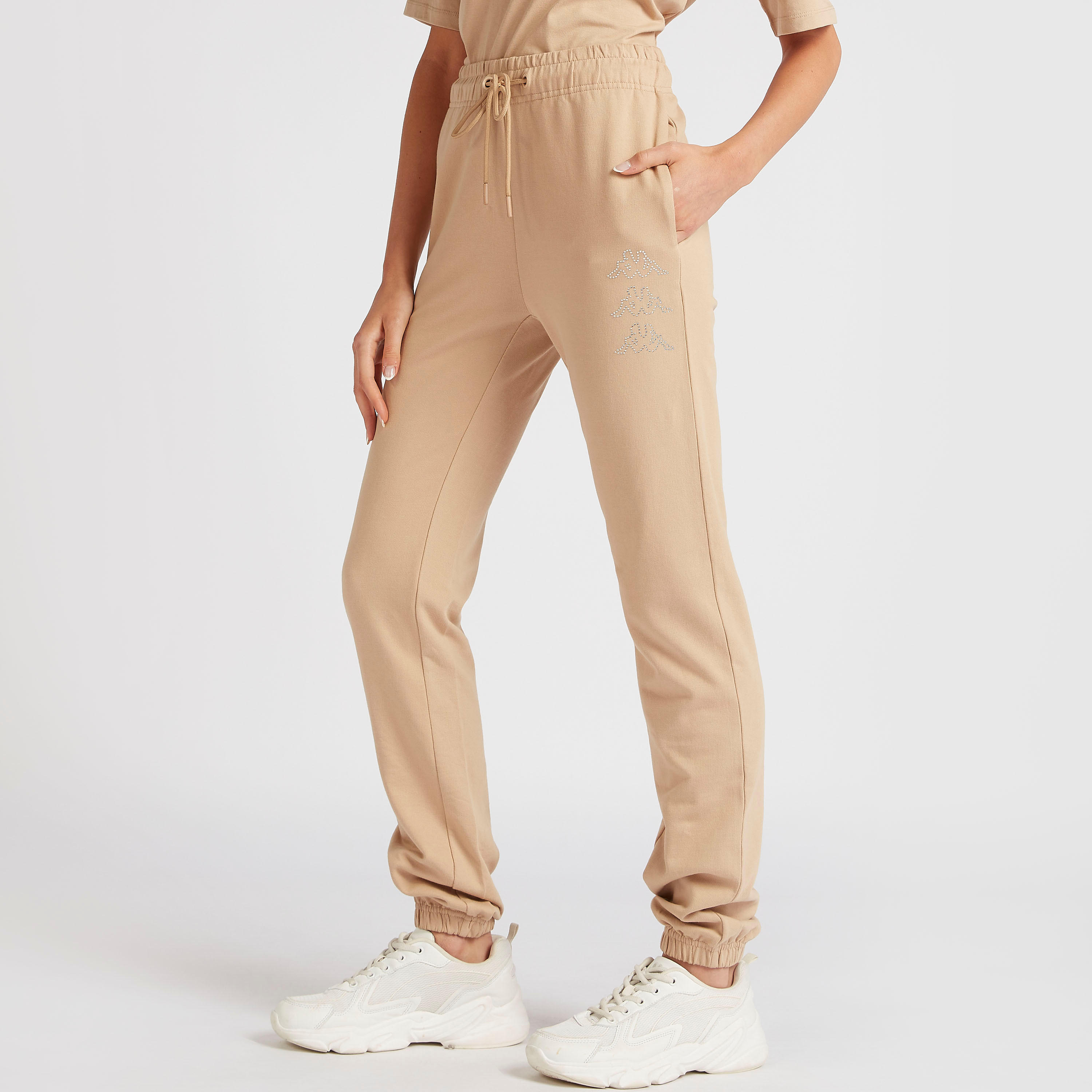 Kappa Logo Detailed Joggers with Drawstring Closure-women-clothing-bottoms-joggers-image-1