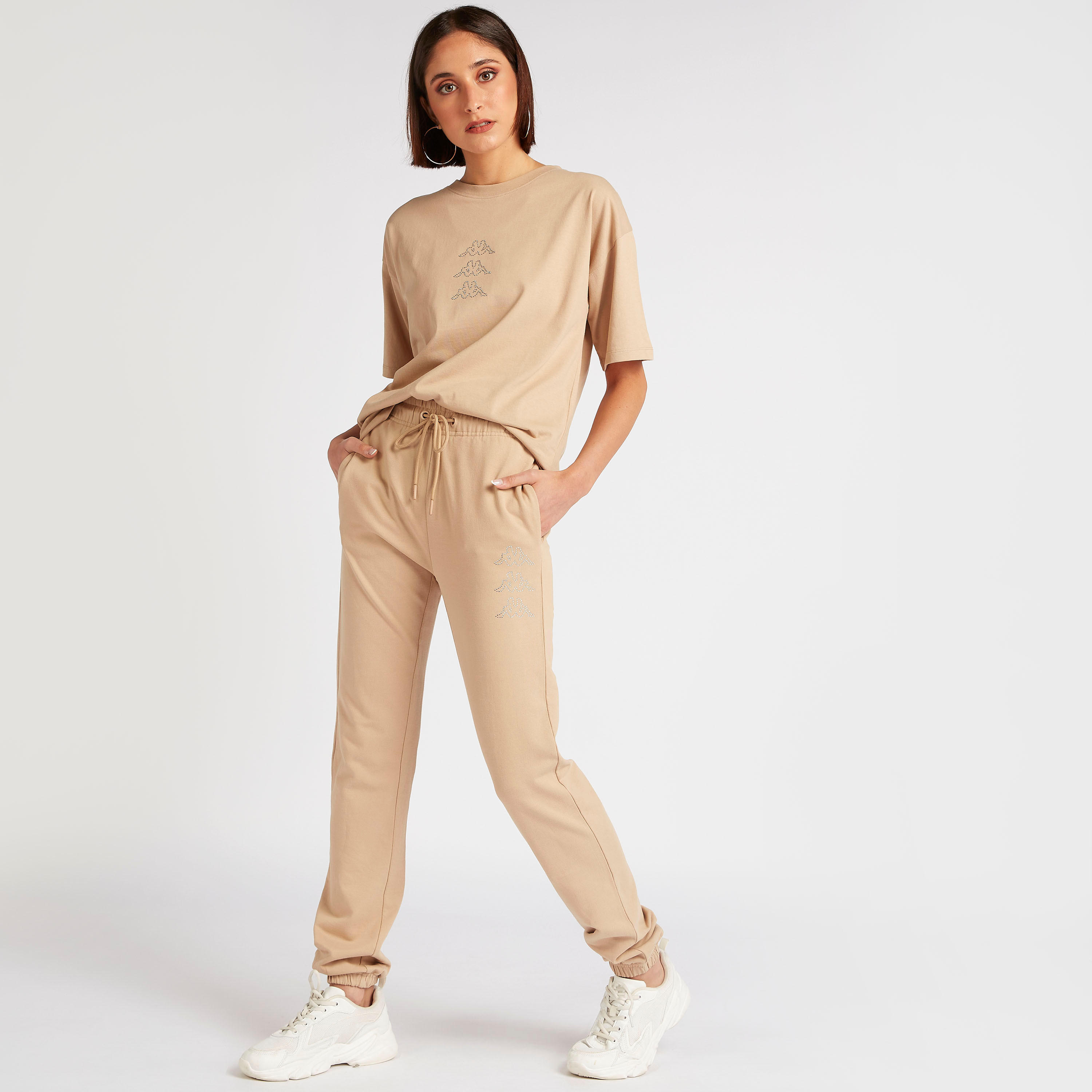 Kappa Logo Detailed Joggers with Drawstring Closure-women-clothing-bottoms-joggers-image-2