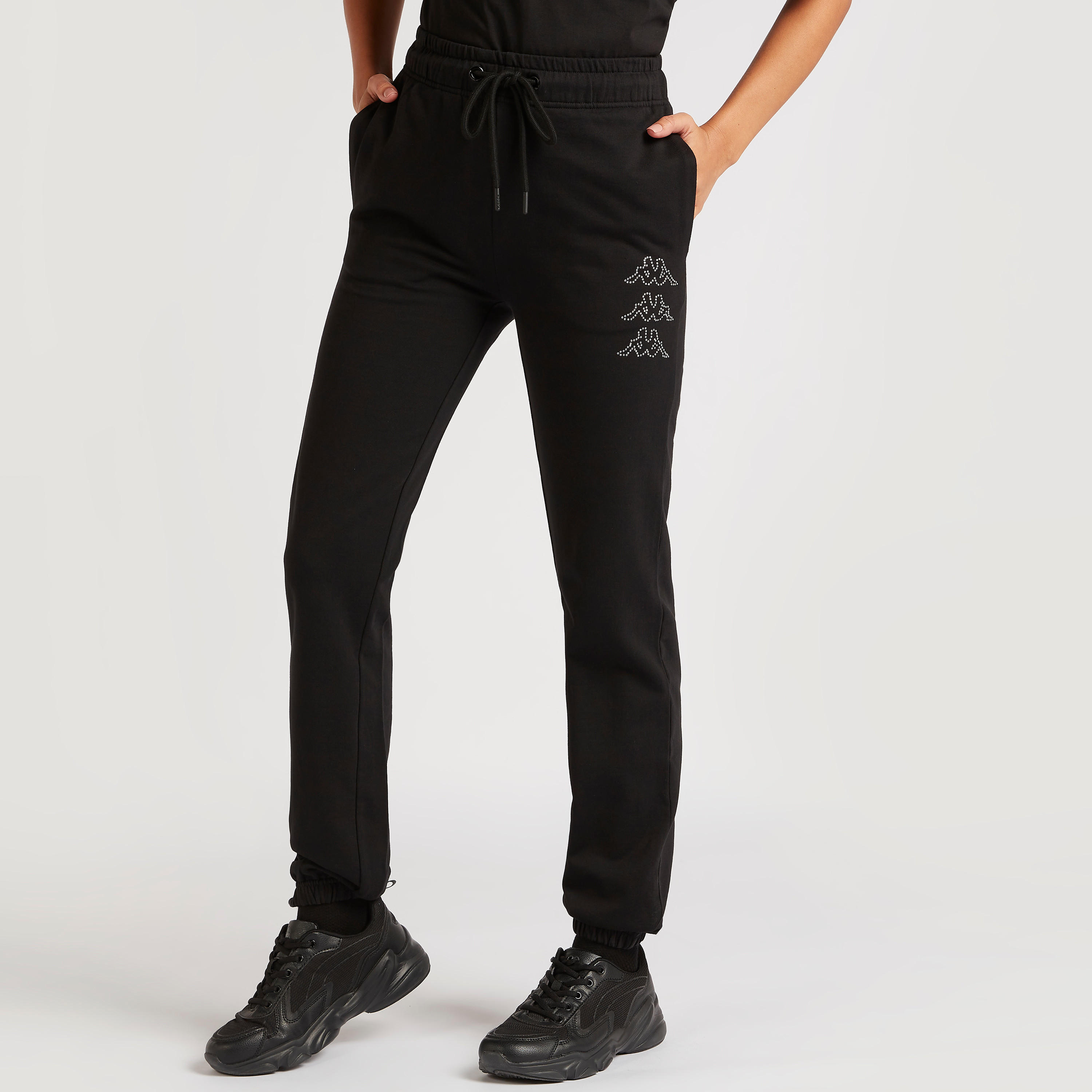 Kappa Logo Detail Joggers with Drawstring Closure-women-clothing-bottoms-joggers-image-1
