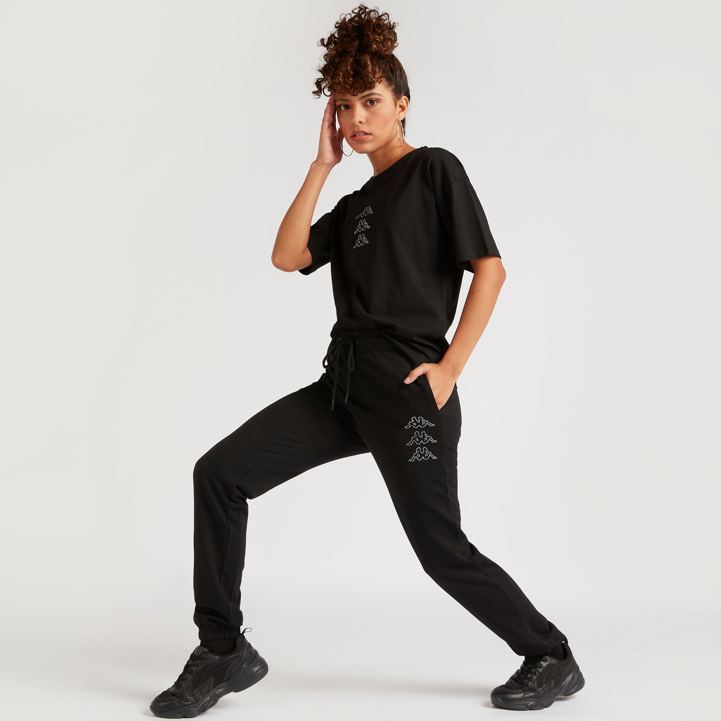 Kappa Logo Detail Joggers with Drawstring Closure-women-clothing-bottoms-joggers-image-2