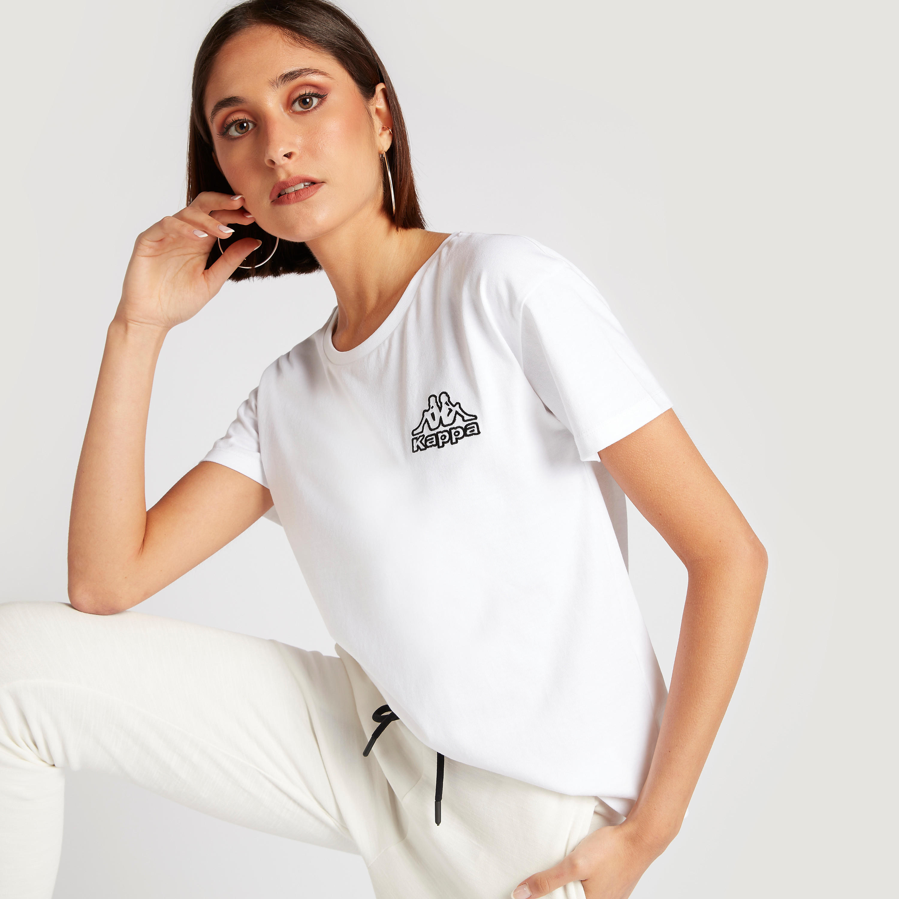 Kappa Logo Printed T-shirt with Short Sleeves-women-clothing-sportswearandactivewear-tshirtsandvests-image-1