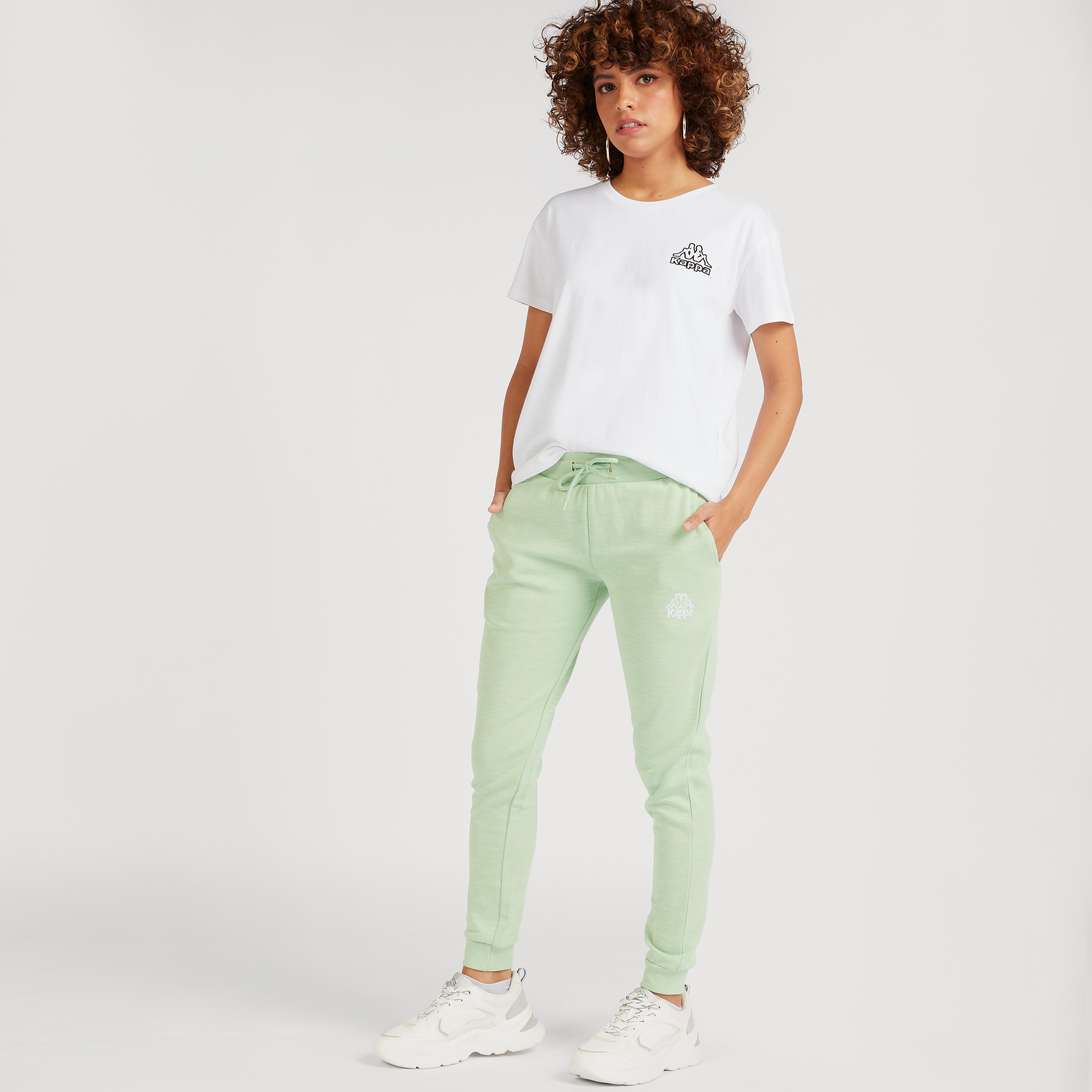 بنطلون رياضي سادة برباط إغلاق وجيوب بسحّاب من كابا-women-clothing-bottoms-joggers-image-1