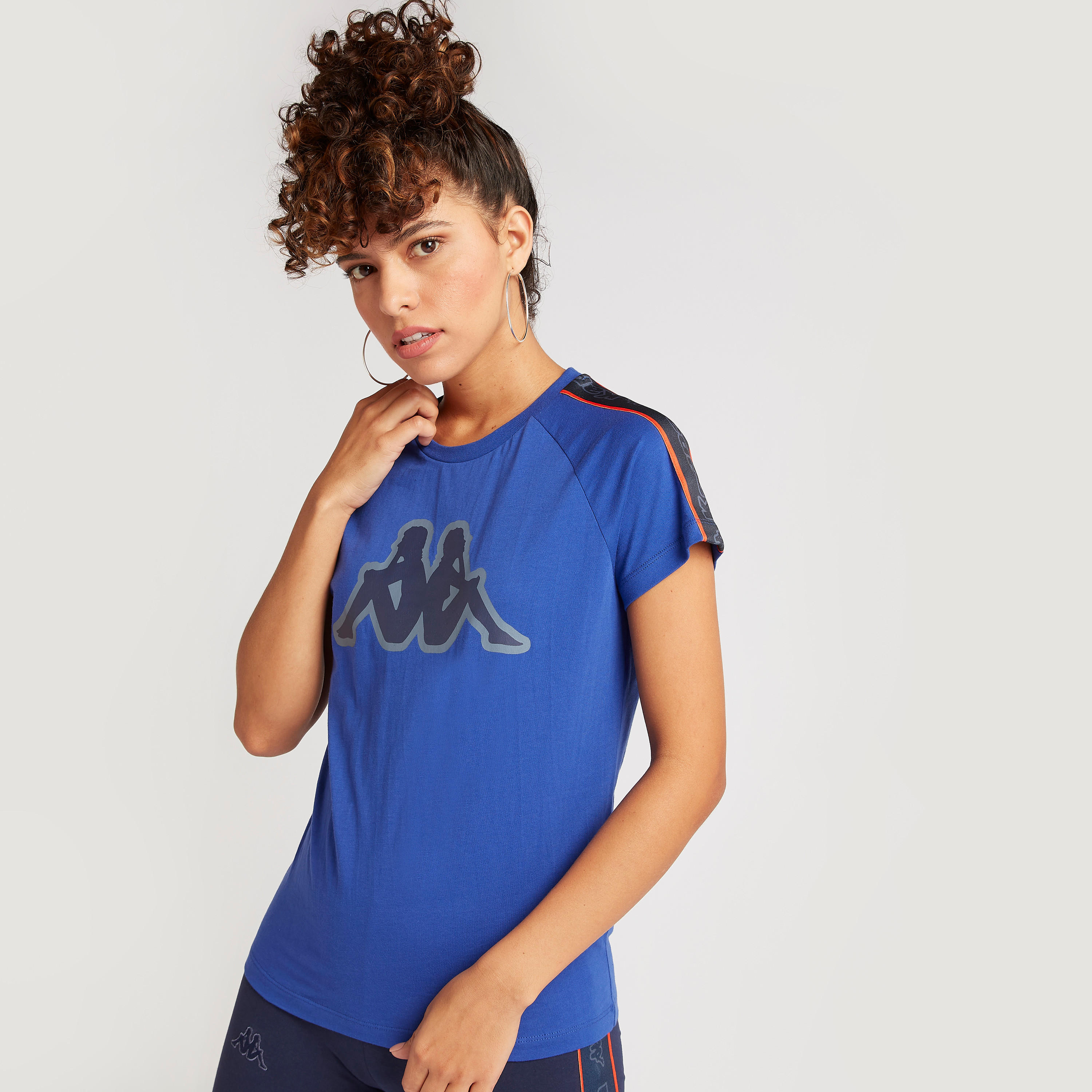 Kappa Printed Round Neck T-shirt with Cap Sleeves-women-clothing-sportswearandactivewear-tshirtsandvests-image-1