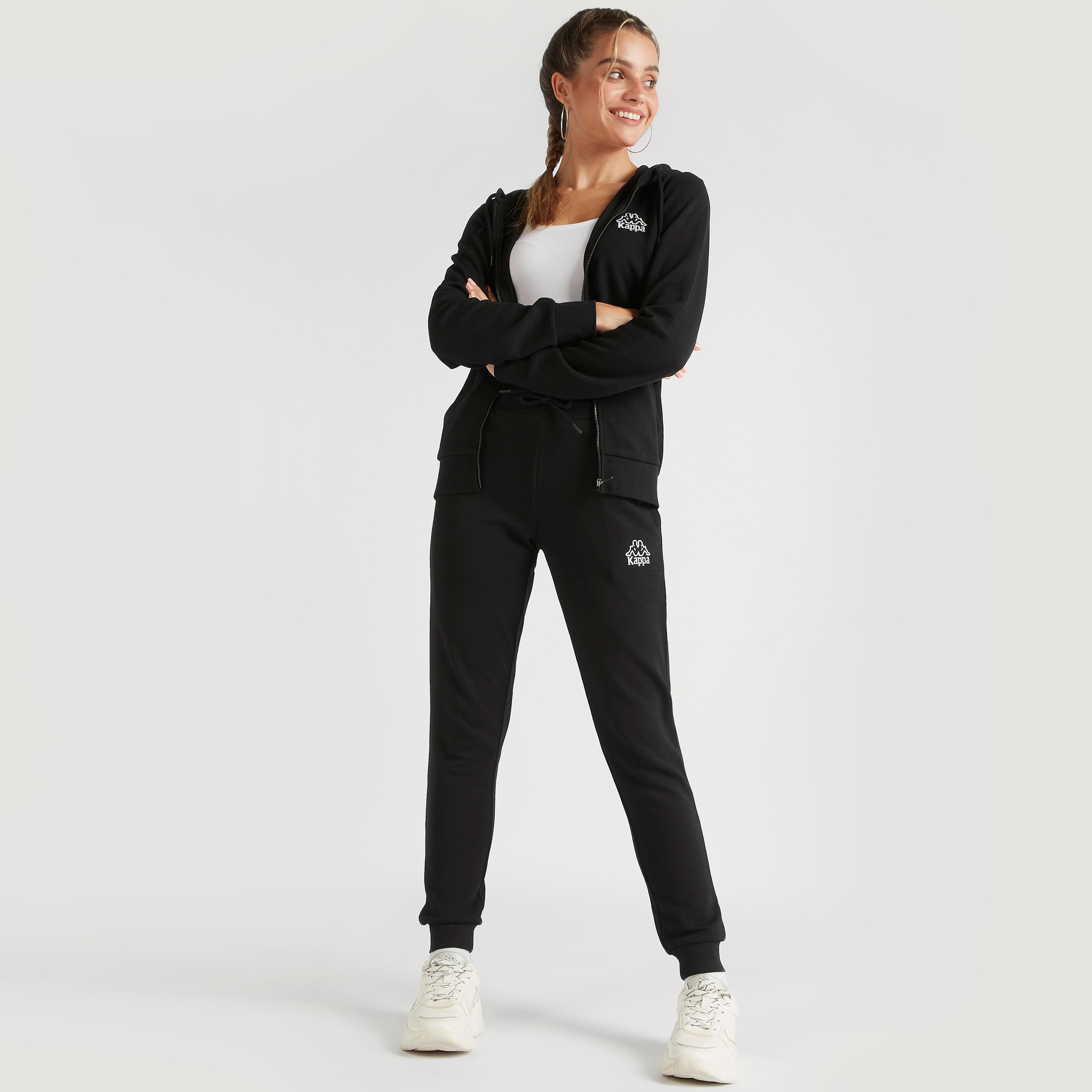 Kappa Solid Hooded Jacket with Kangaroo Pocket-women-clothing-sportswearandactivewear-hoodiesandsweatshirts-image-2