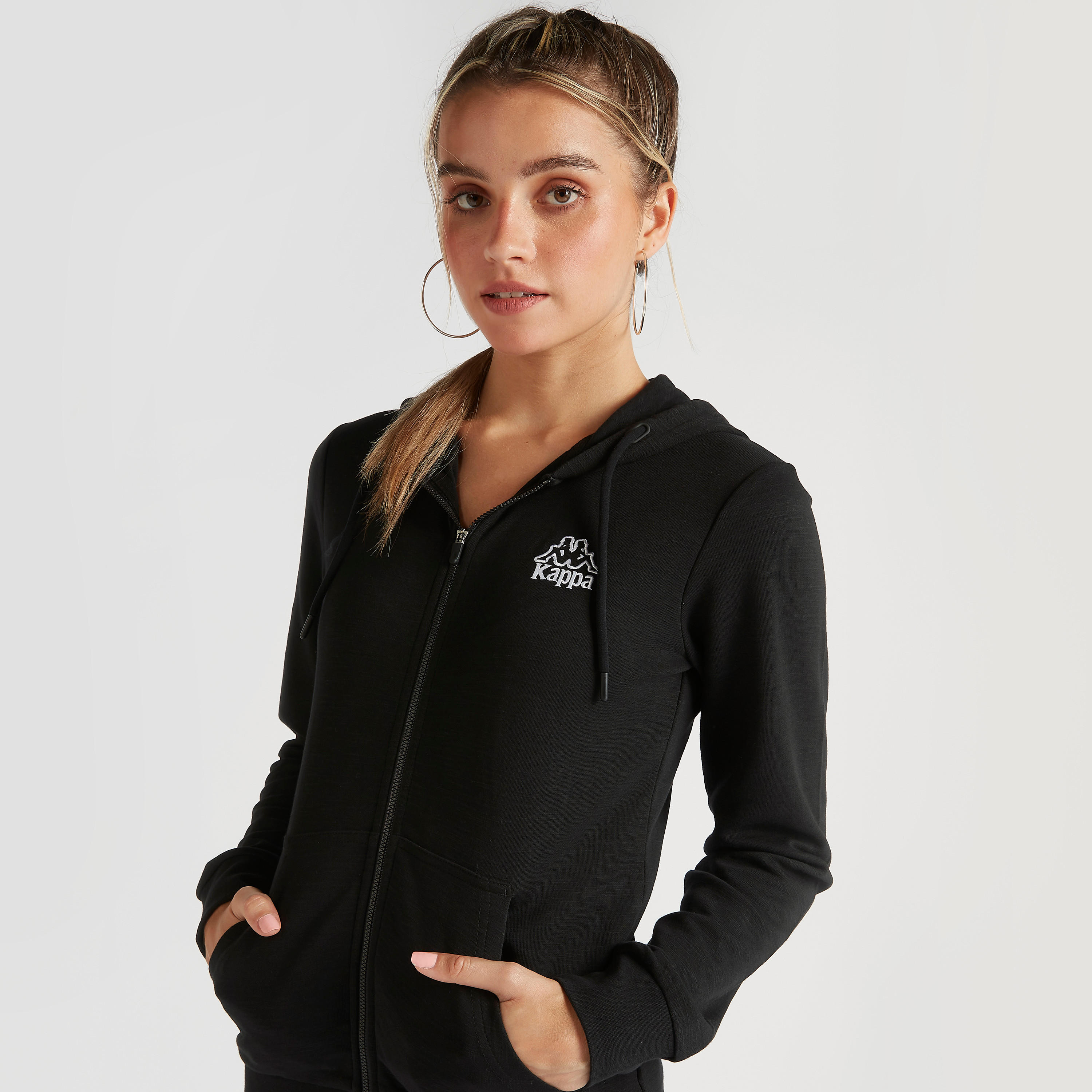 Kappa Solid Hooded Jacket with Kangaroo Pocket-women-clothing-sportswearandactivewear-hoodiesandsweatshirts-image-5