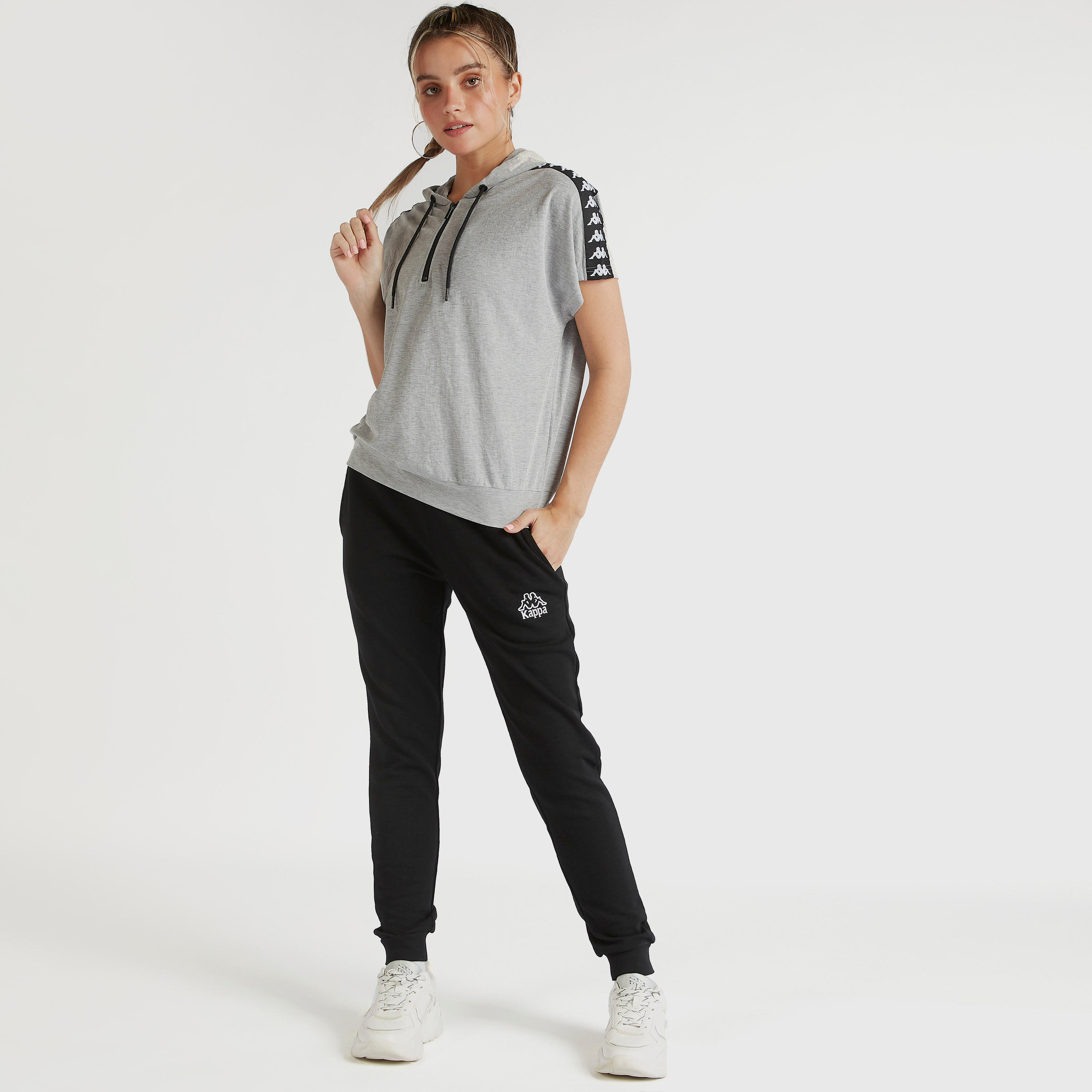 Kappa Panelled Hooded T-shirt with Drawstring Detail-women-clothing-sportswearandactivewear-tshirtsandvests-image-2