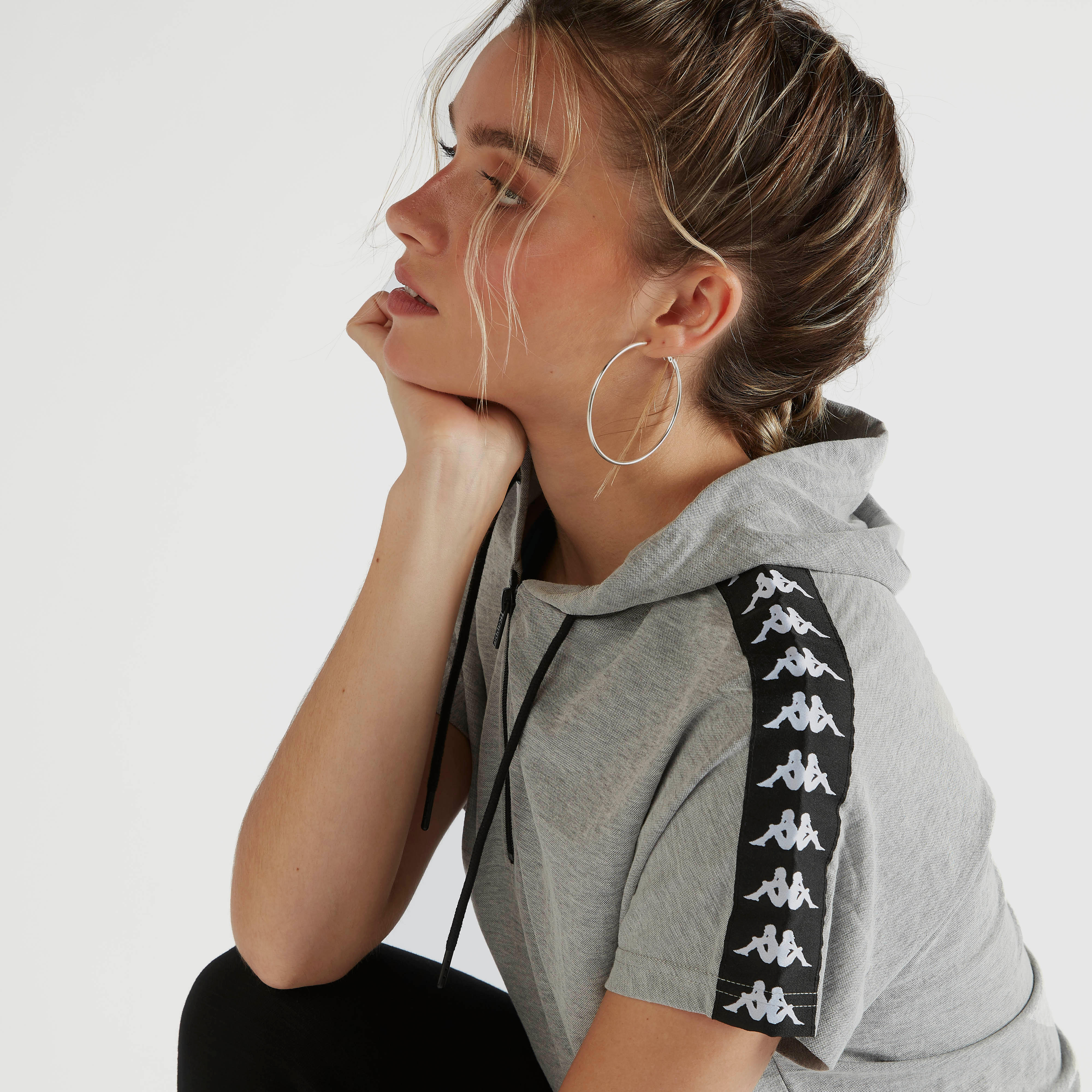 Kappa Panelled Hooded T-shirt with Drawstring Detail-women-clothing-sportswearandactivewear-tshirtsandvests-image-3