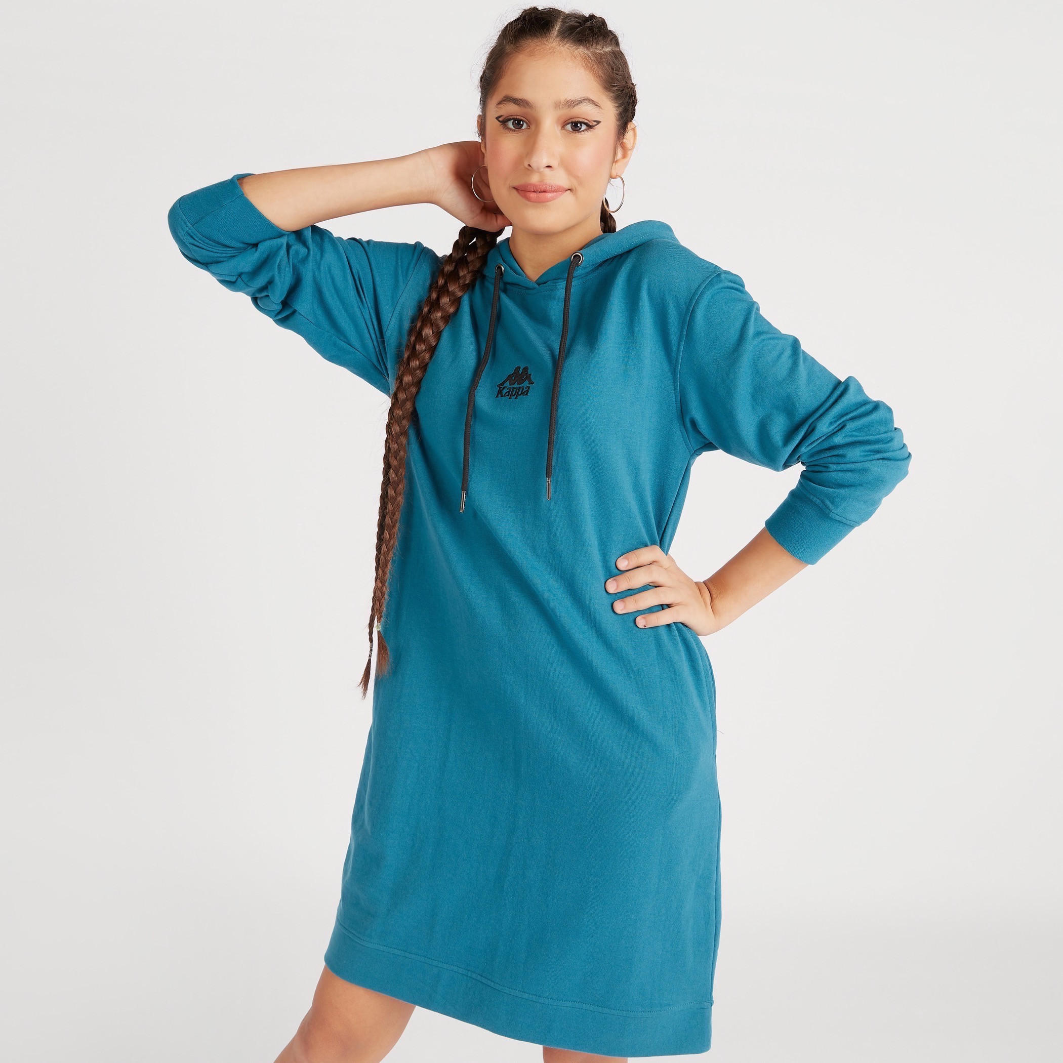 فستان كنزة بقبّعة وأكمام طويلة من كابا-women-clothing-sportswearandactivewear-hoodiesandsweatshirts-image-1
