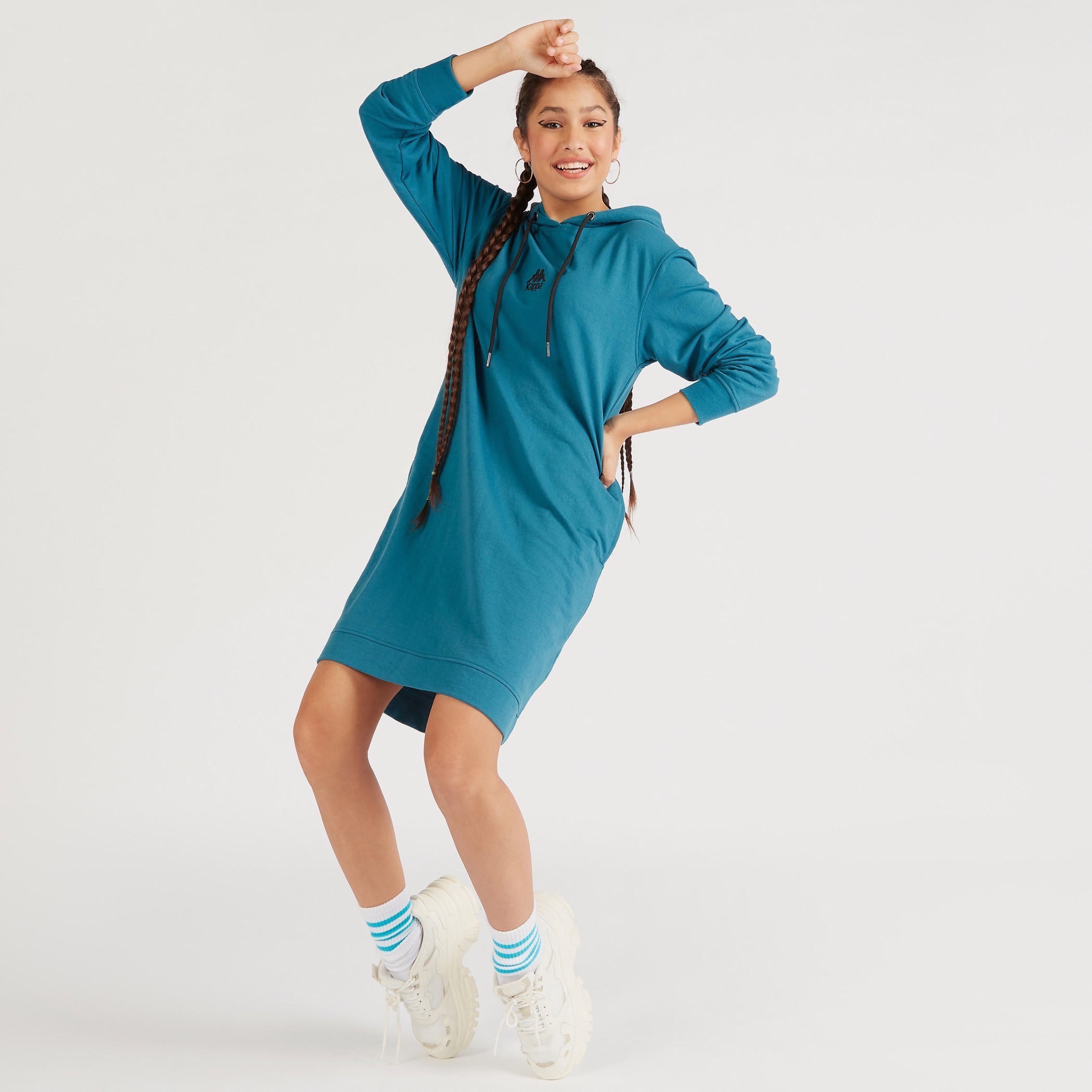 فستان كنزة بقبّعة وأكمام طويلة من كابا-women-clothing-sportswearandactivewear-hoodiesandsweatshirts-image-2