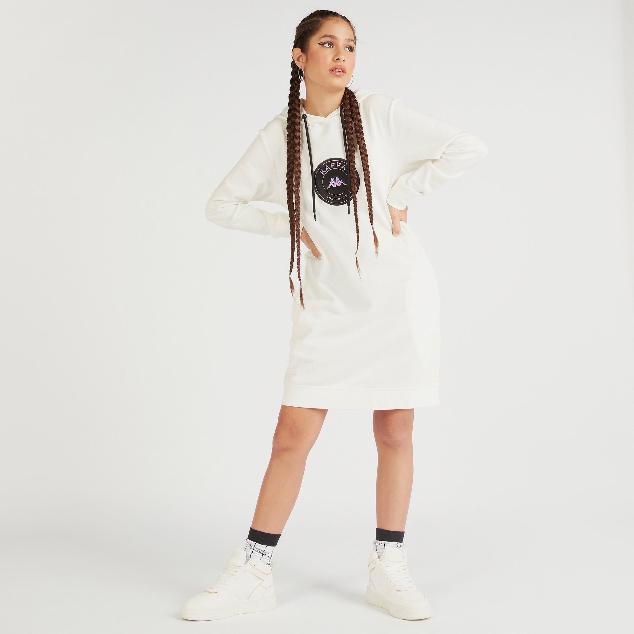 فستان جامبر قصير بطبعات وأكمام طويلة وقبعة من كابا-women-clothing-sportswearandactivewear-hoodiesandsweatshirts-image-2