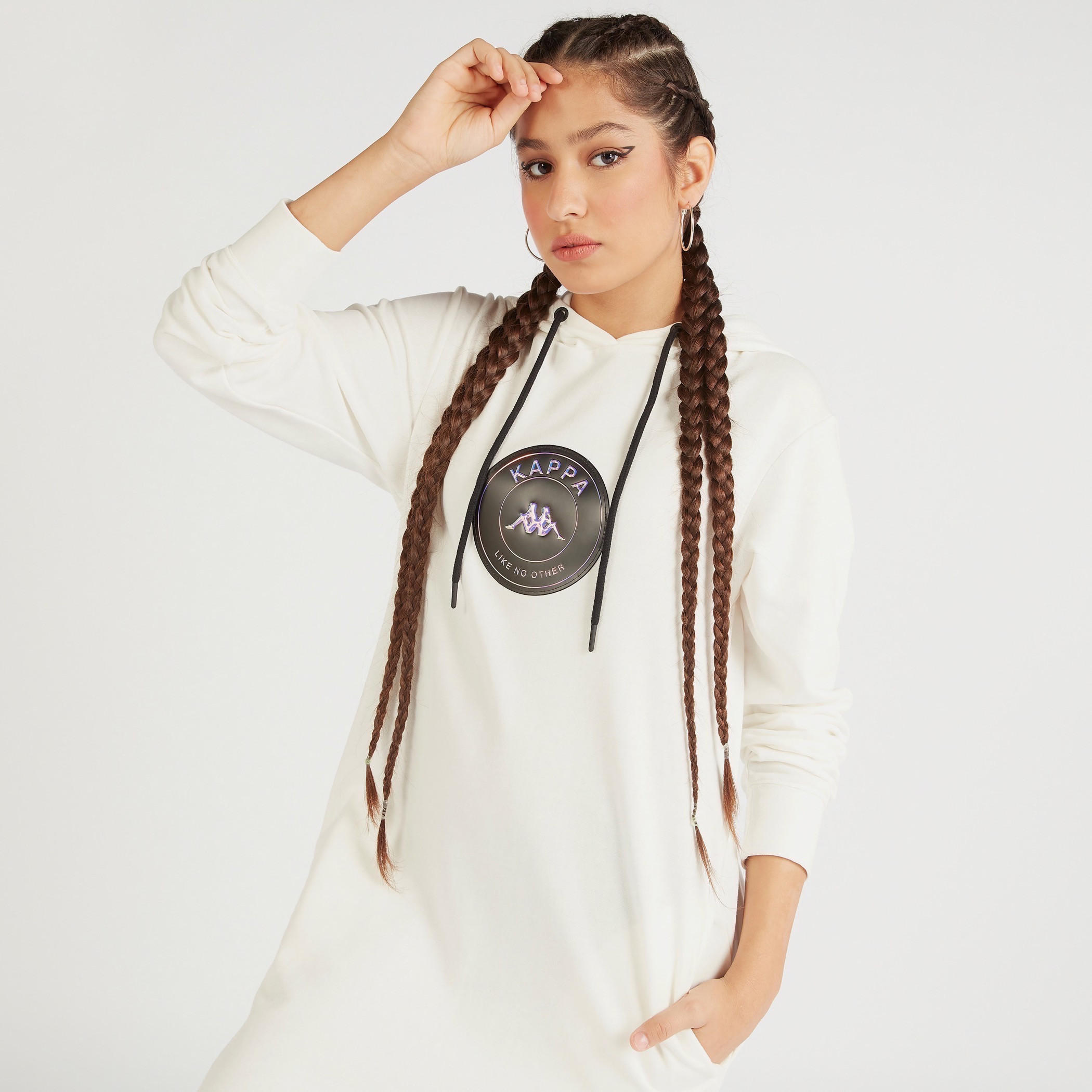 فستان جامبر قصير بطبعات وأكمام طويلة وقبعة من كابا-women-clothing-sportswearandactivewear-hoodiesandsweatshirts-image-5