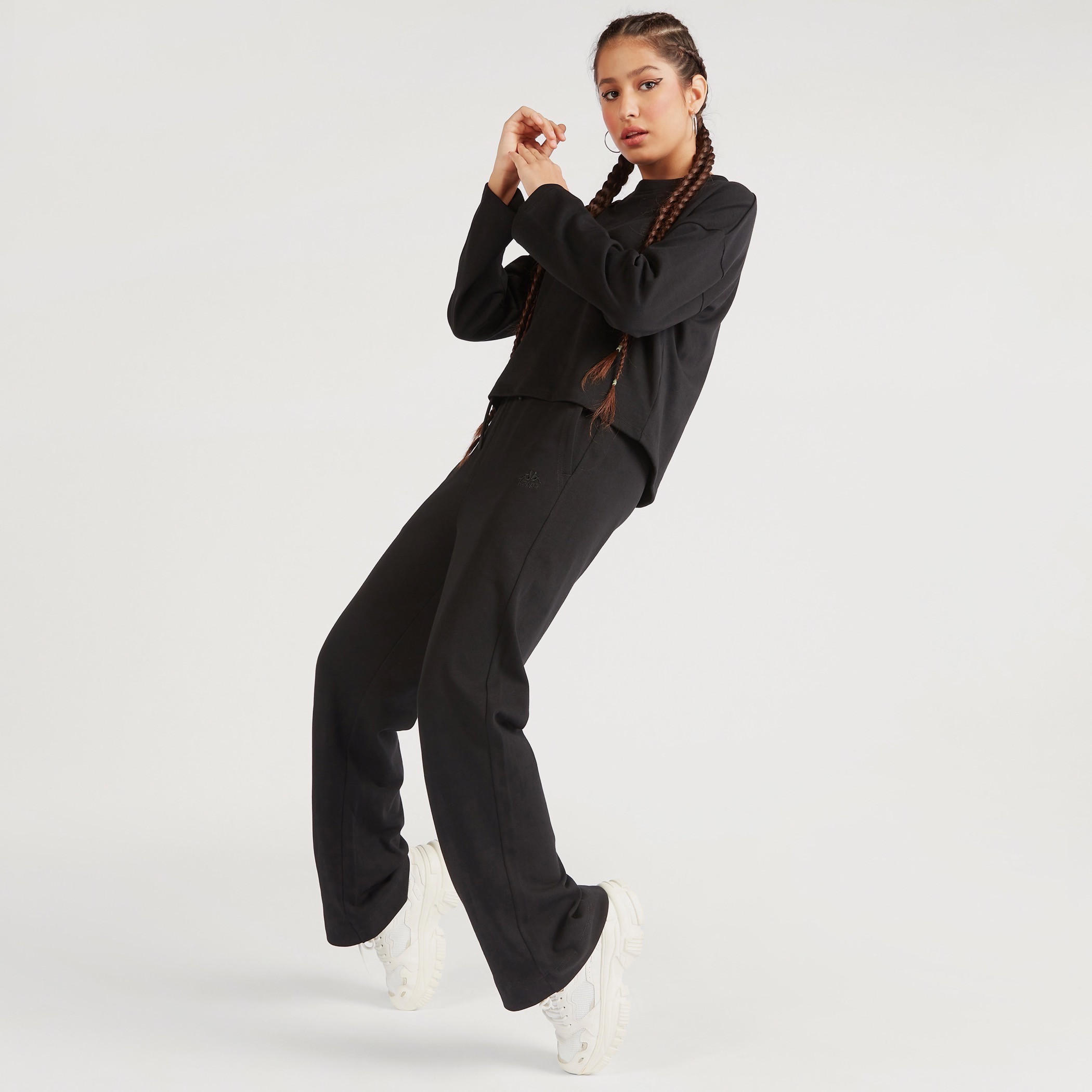 بنطلون رياضي سادة برباط إغلاق من كابا-women-clothing-bottoms-joggers-image-4