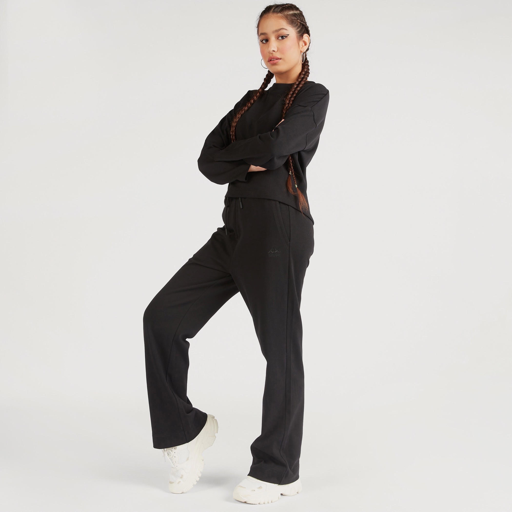 بنطلون رياضي سادة برباط إغلاق من كابا-women-clothing-bottoms-joggers-image-1