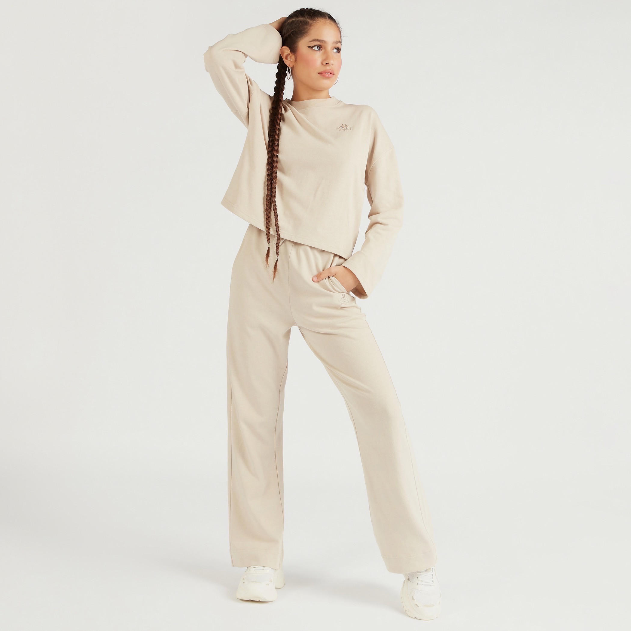 Kappa Solid Crew Neck Sweatshirt with Long Sleeves-women-clothing-sportswearandactivewear-hoodiesandsweatshirts-image-2