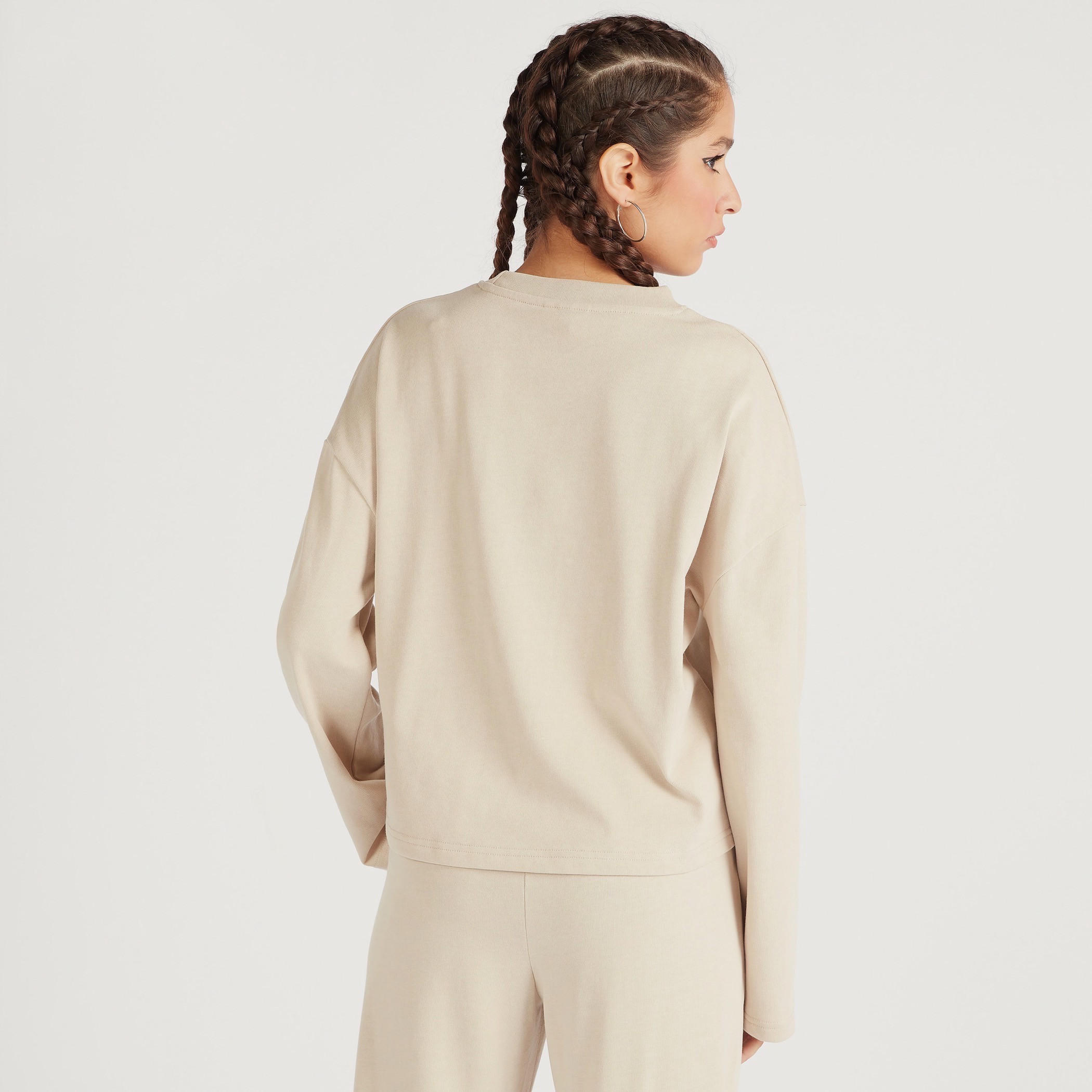 Kappa Solid Crew Neck Sweatshirt with Long Sleeves-women-clothing-sportswearandactivewear-hoodiesandsweatshirts-image-4