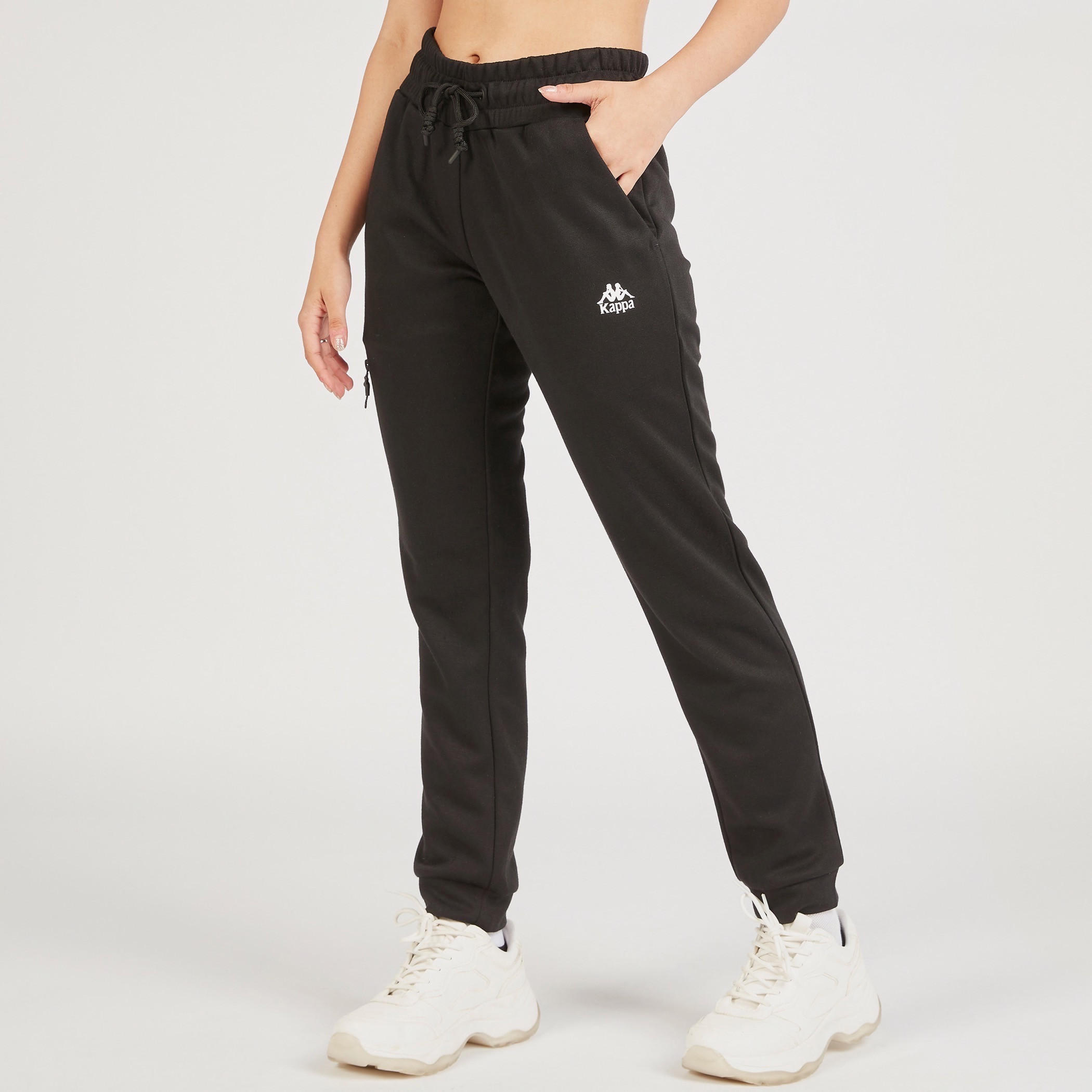بنطلون رياضي سادة برباط إغلاق وجيوب من كابا-women-clothing-bottoms-joggers-image-1