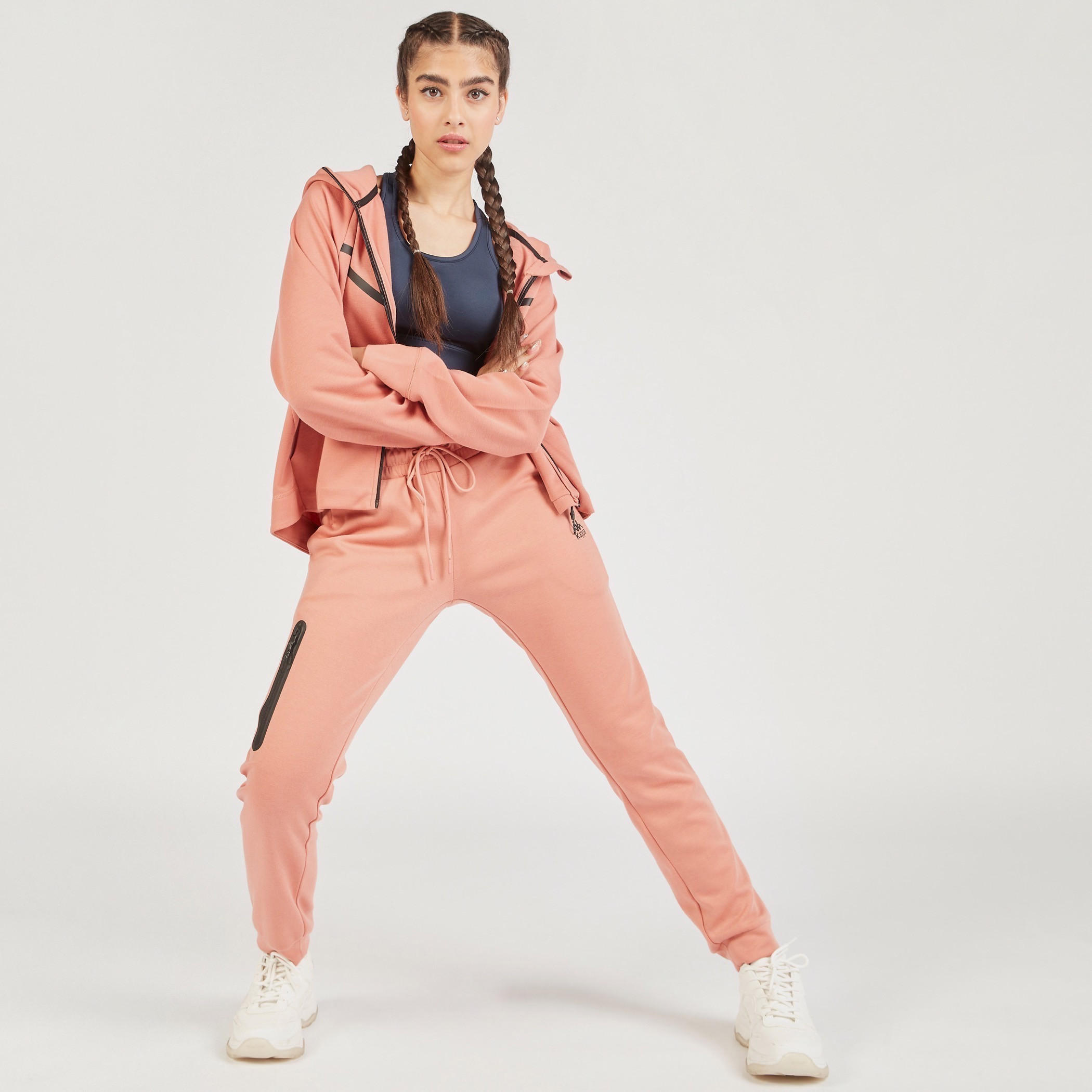 بنطلون رياضي سادة برباط إغلاق وجيوب من كابا-women-clothing-bottoms-joggers-image-12