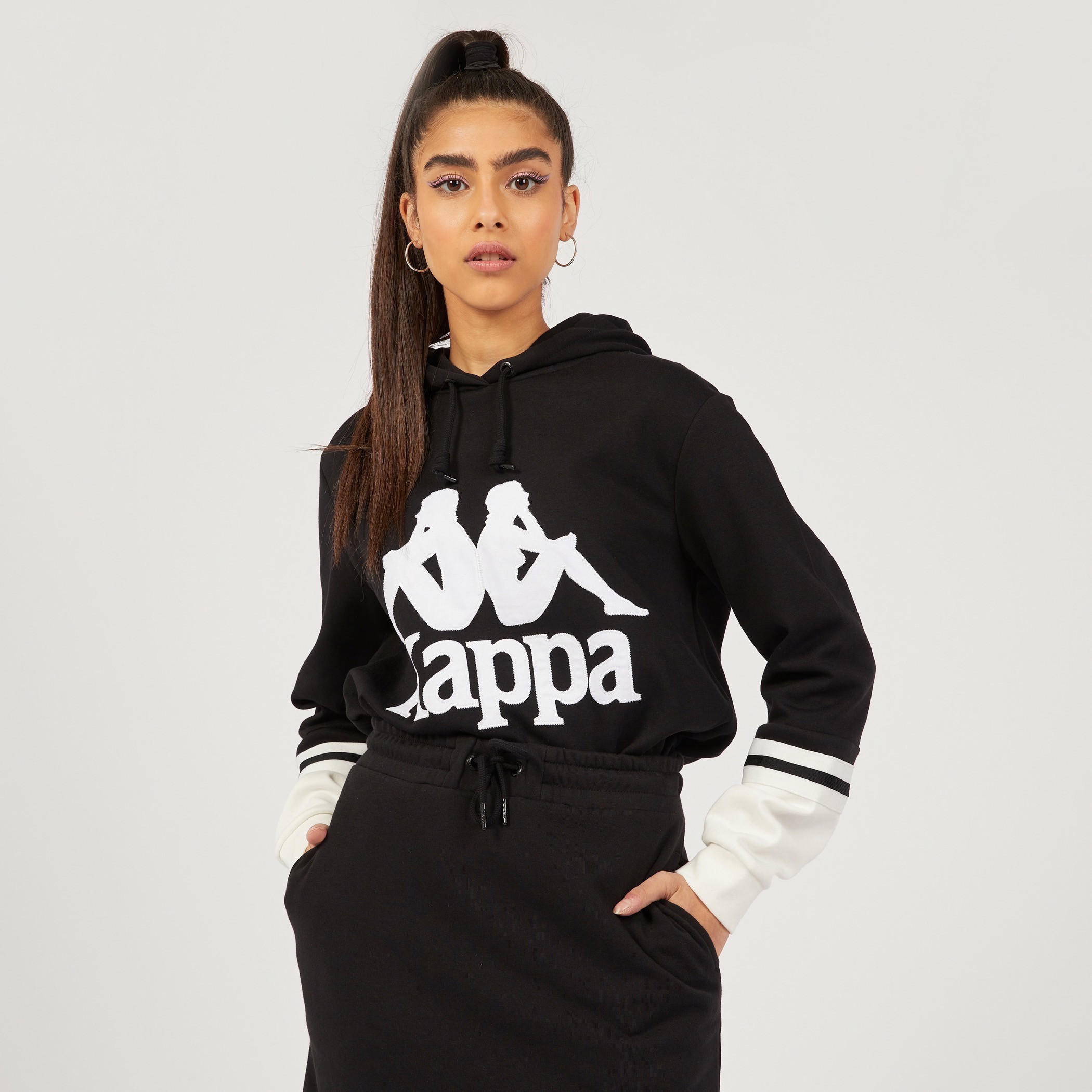 Kappa Printed Sweatshirt with Hood and Long Sleeves-women-clothing-sportswearandactivewear-hoodiesandsweatshirts-image-1