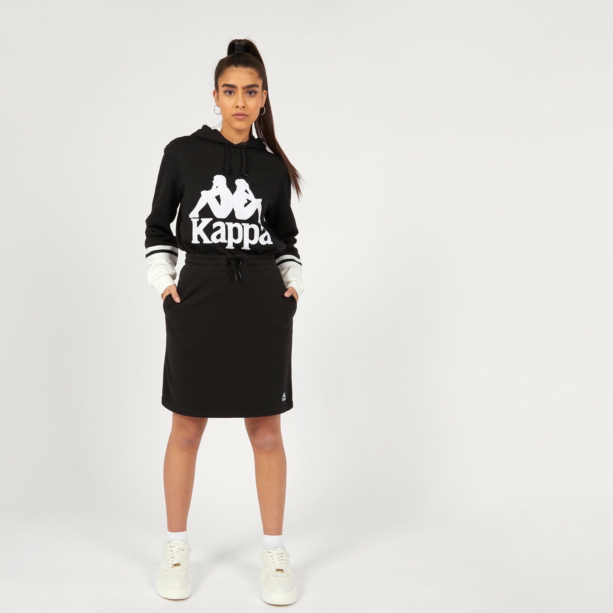 Kappa Printed Sweatshirt with Hood and Long Sleeves-women-clothing-sportswearandactivewear-hoodiesandsweatshirts-image-2
