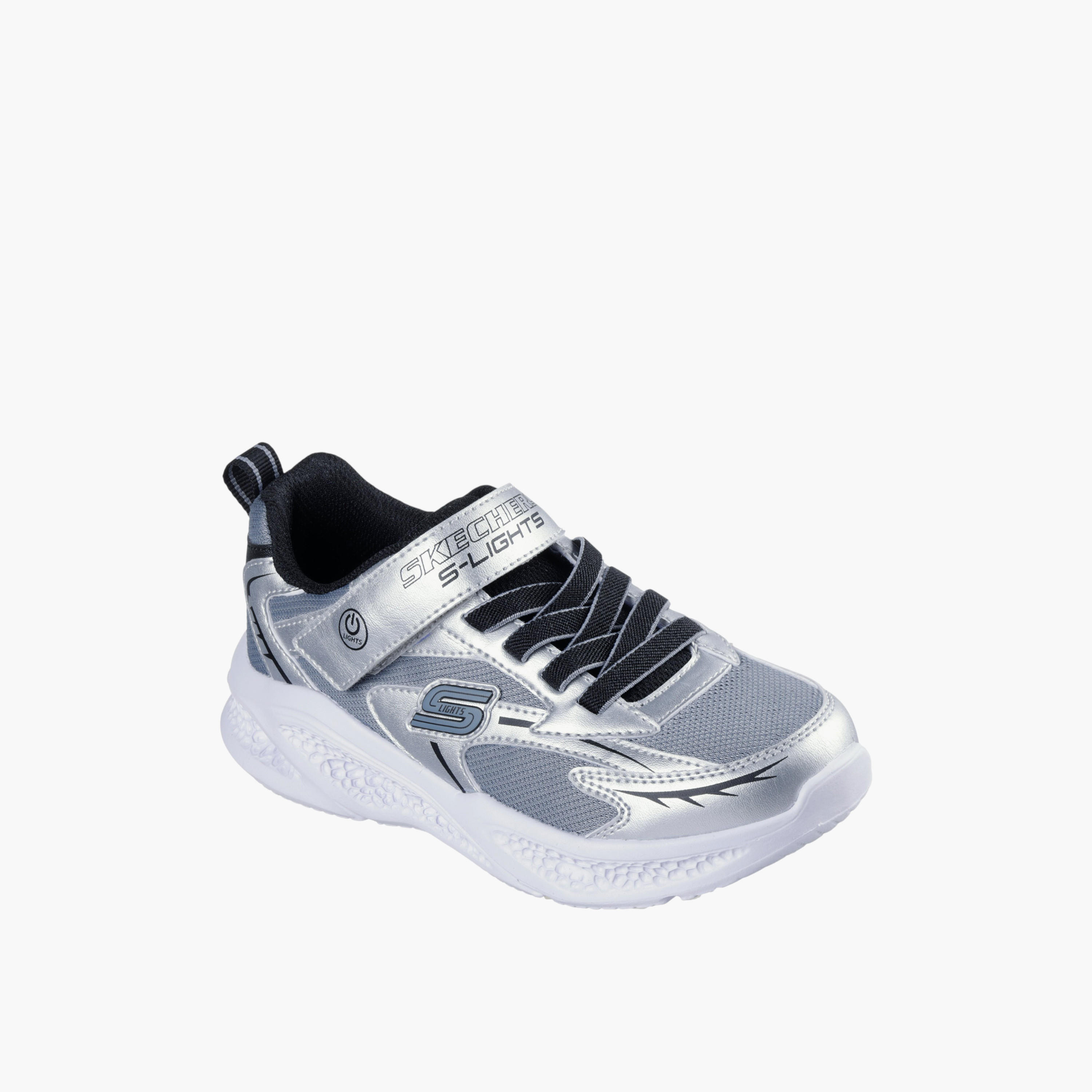 Skechers Boys' METEOR LIGHTS Light-Up Sports Shoes with Hook and Loop Closure - 401497L-SLBK-boys-shoes-sneakers-image-1