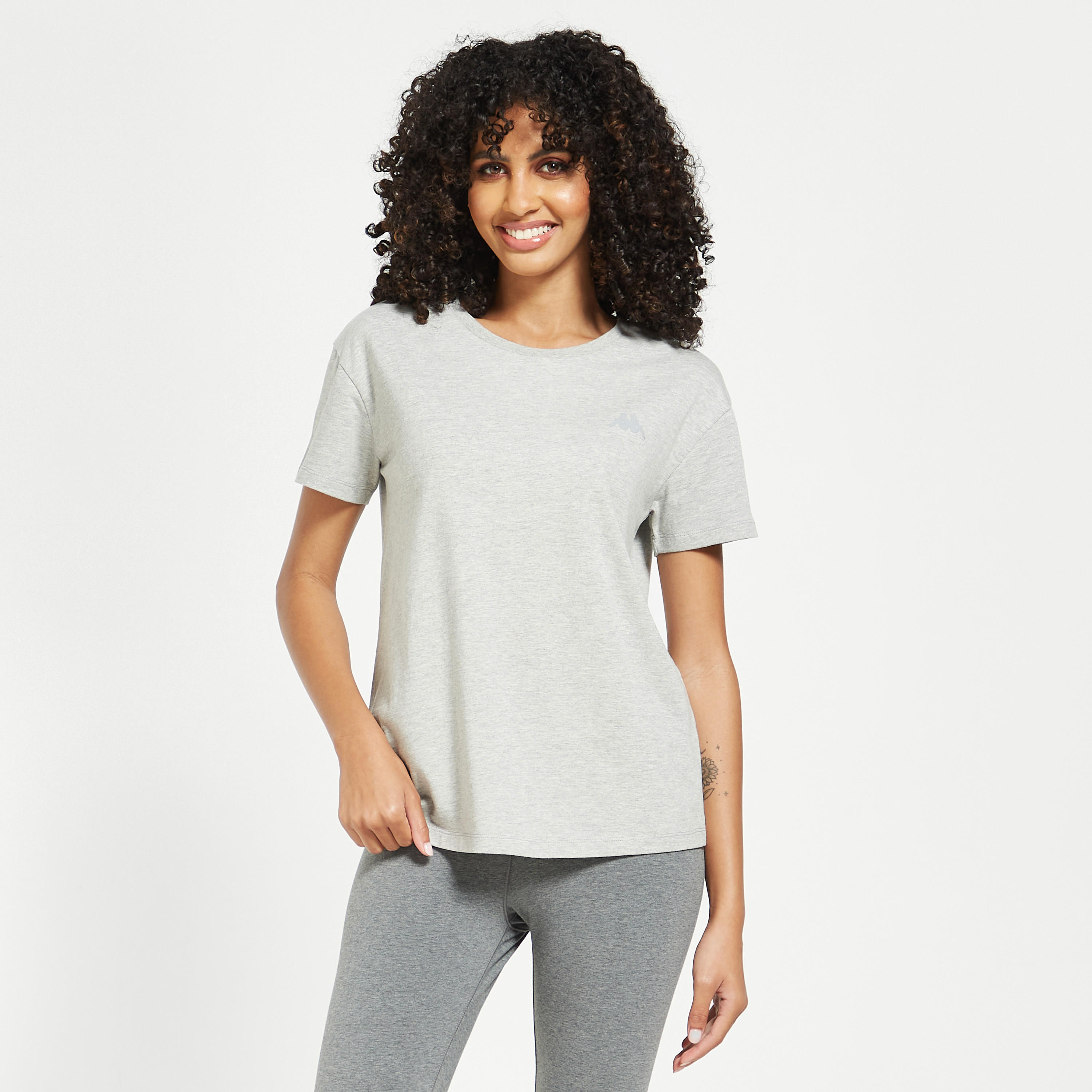 Kappa Solid T-shirt with Round Neck and Short Sleeves-women-clothing-tshirts-image-1