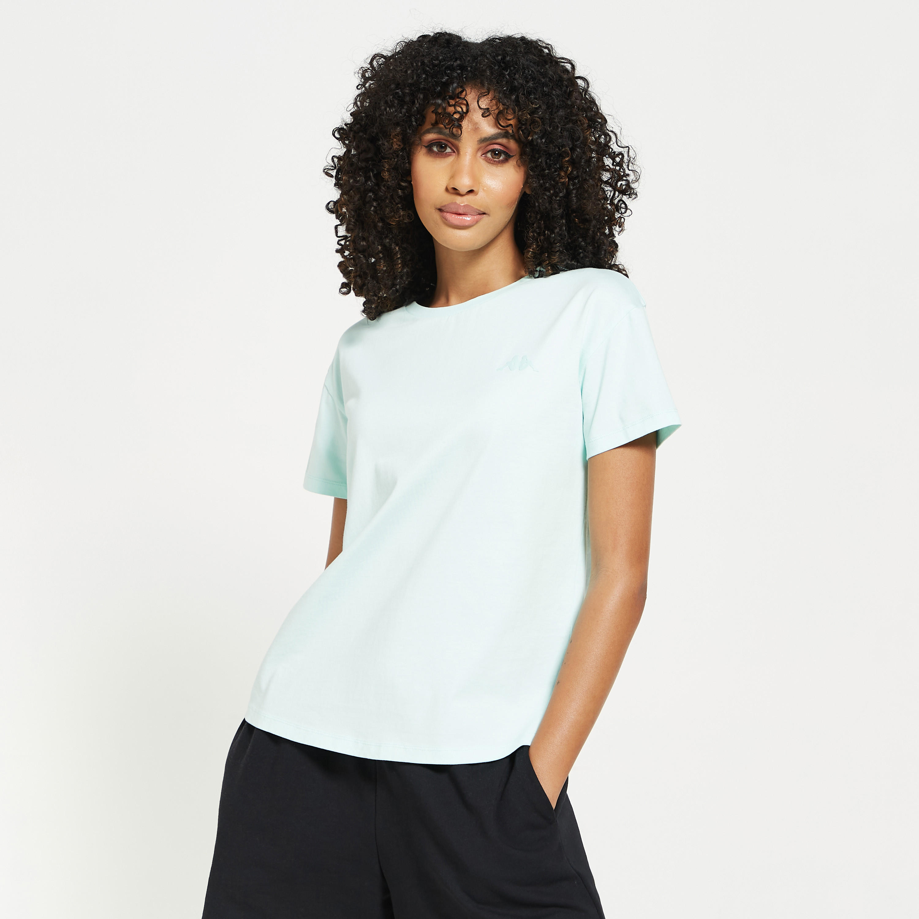Kappa Solid T-shirt with Round Neck and Short Sleeves-women-clothing-sportswearandactivewear-tshirtsandvests-image-1