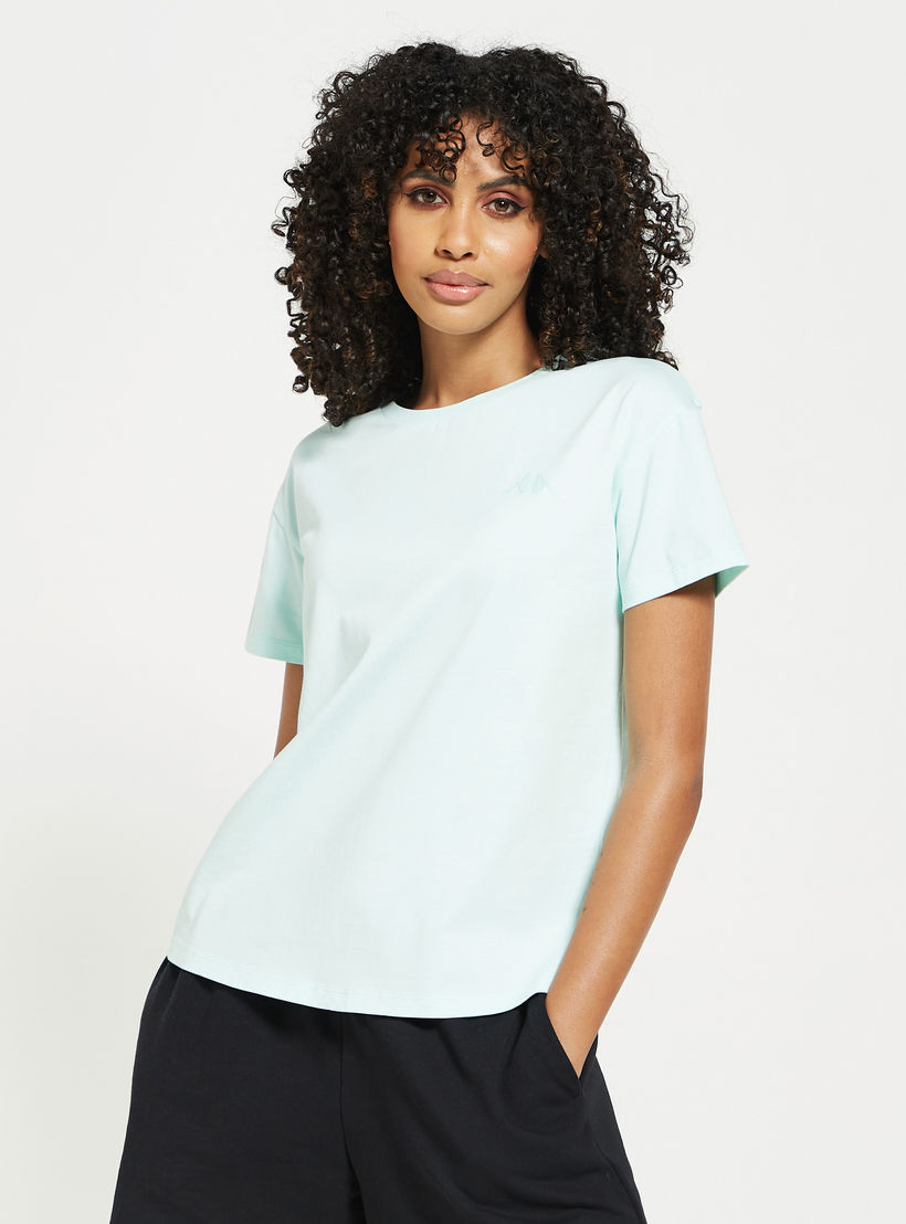 Kappa Solid T-shirt with Round Neck and Short Sleeves-women-clothing-sportswearandactivewear-tshirtsandvests-image-1