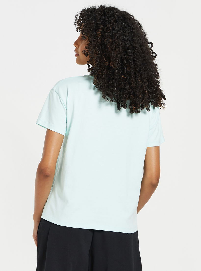 Kappa Solid T-shirt with Round Neck and Short Sleeves-women-clothing-sportswearandactivewear-tshirtsandvests-image-3