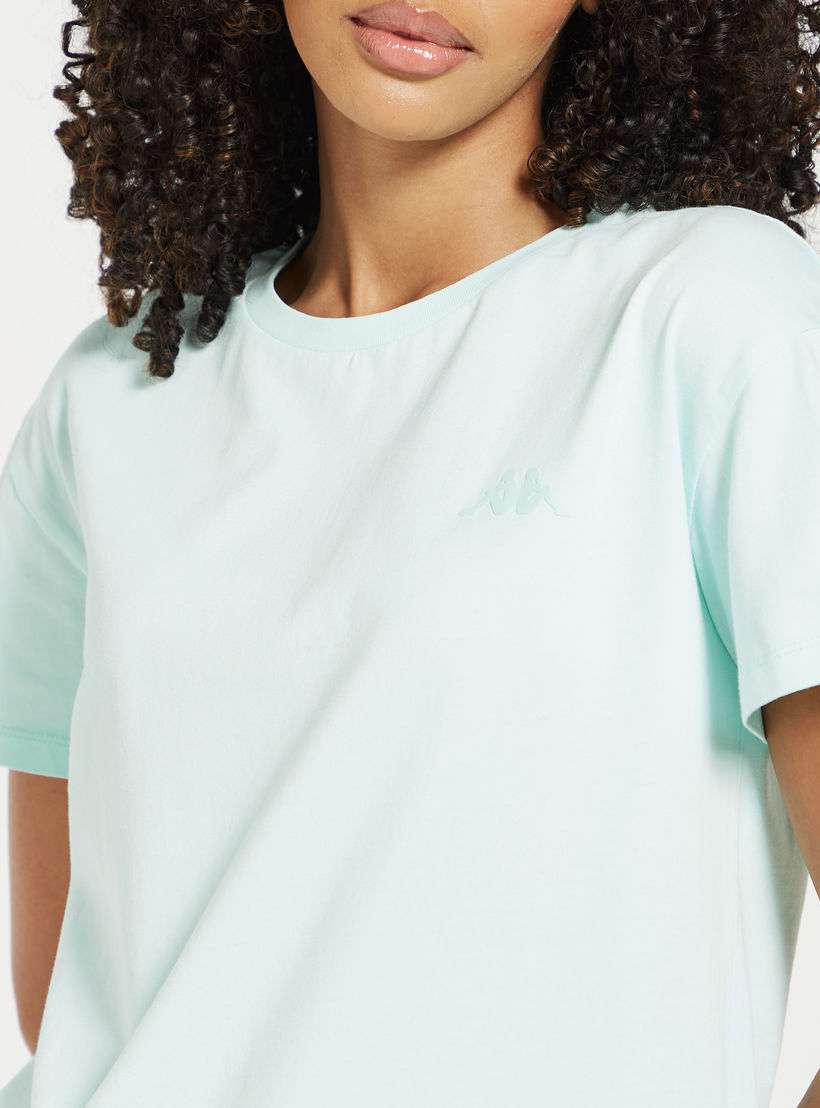Kappa Solid T-shirt with Round Neck and Short Sleeves-women-clothing-sportswearandactivewear-tshirtsandvests-image-4