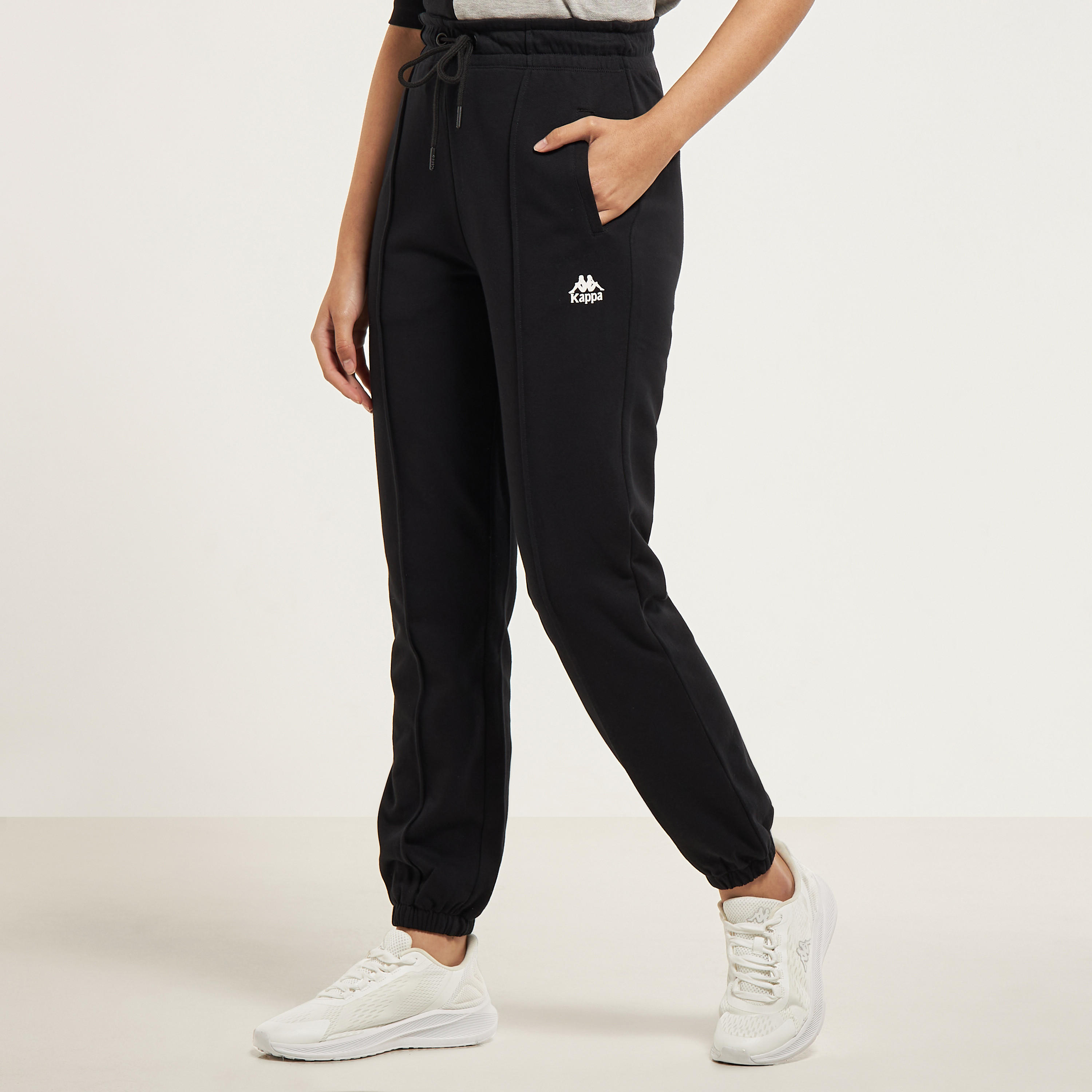 Kappa Logo Detail Joggers with Front Pintuck and Pockets-women-clothing-bottoms-joggers-image-1