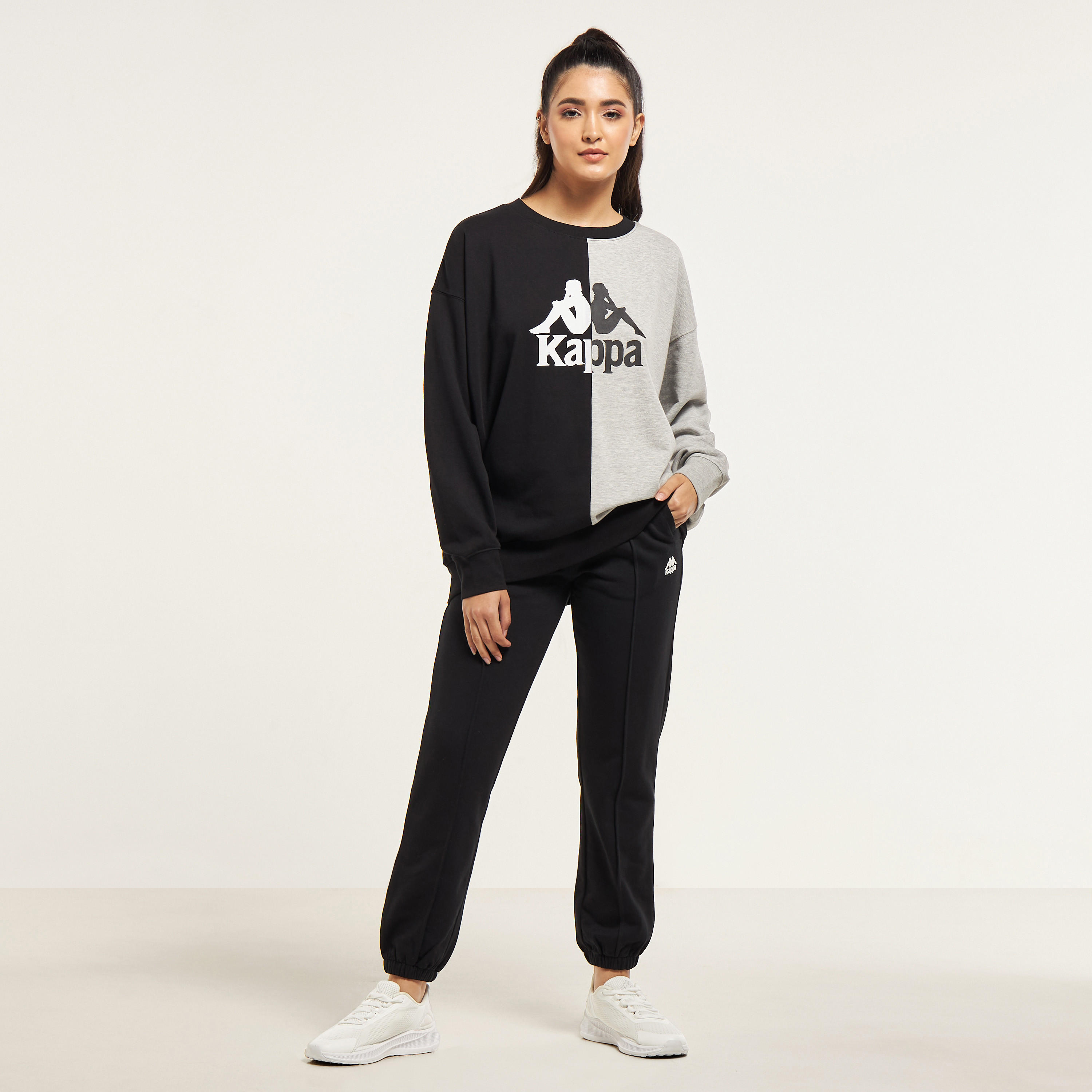 Kappa Logo Detail Joggers with Front Pintuck and Pockets-women-clothing-bottoms-joggers-image-2