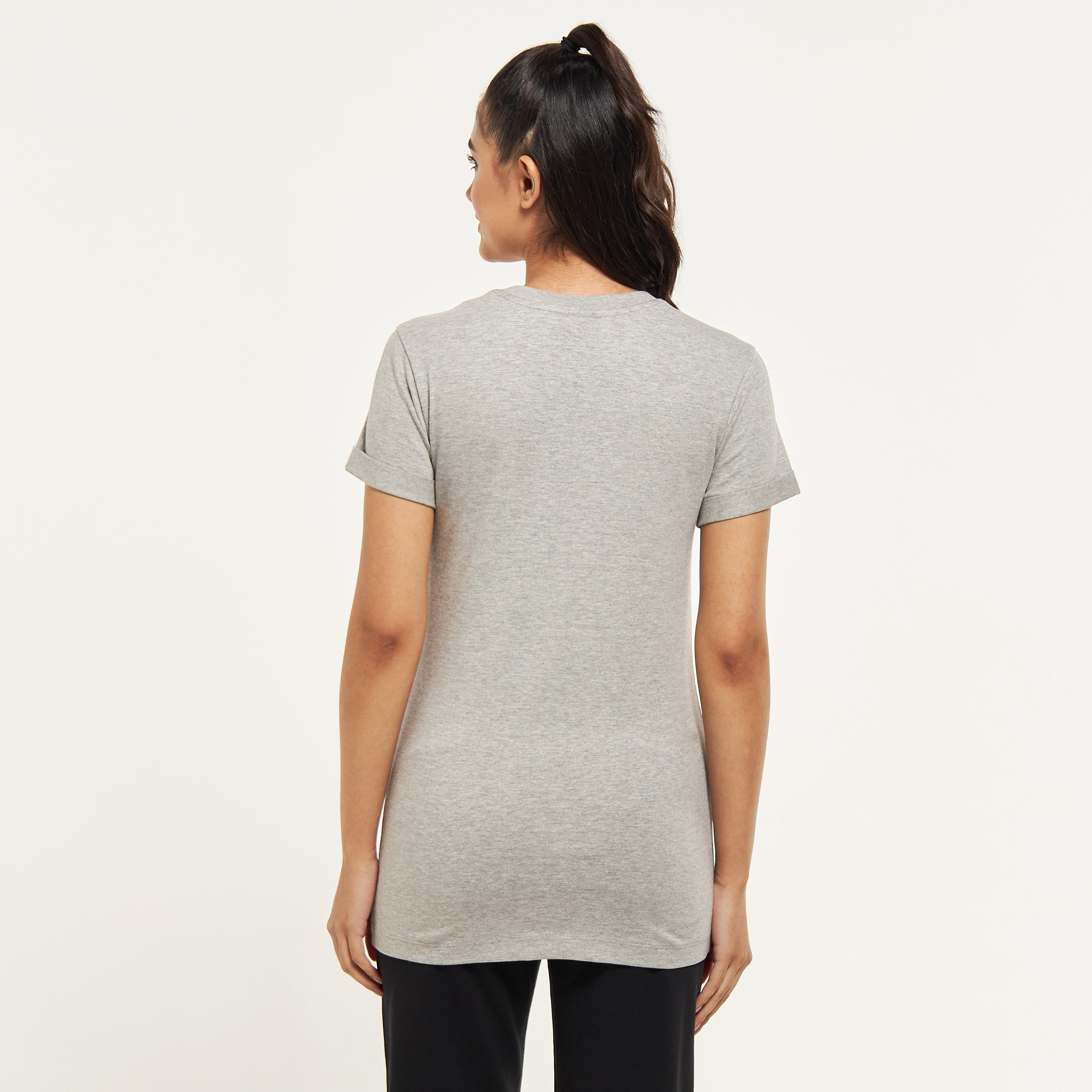 Kappa Logo Print T-shirt with Folded Hem Short Sleeves-women-clothing-tshirts-image-3