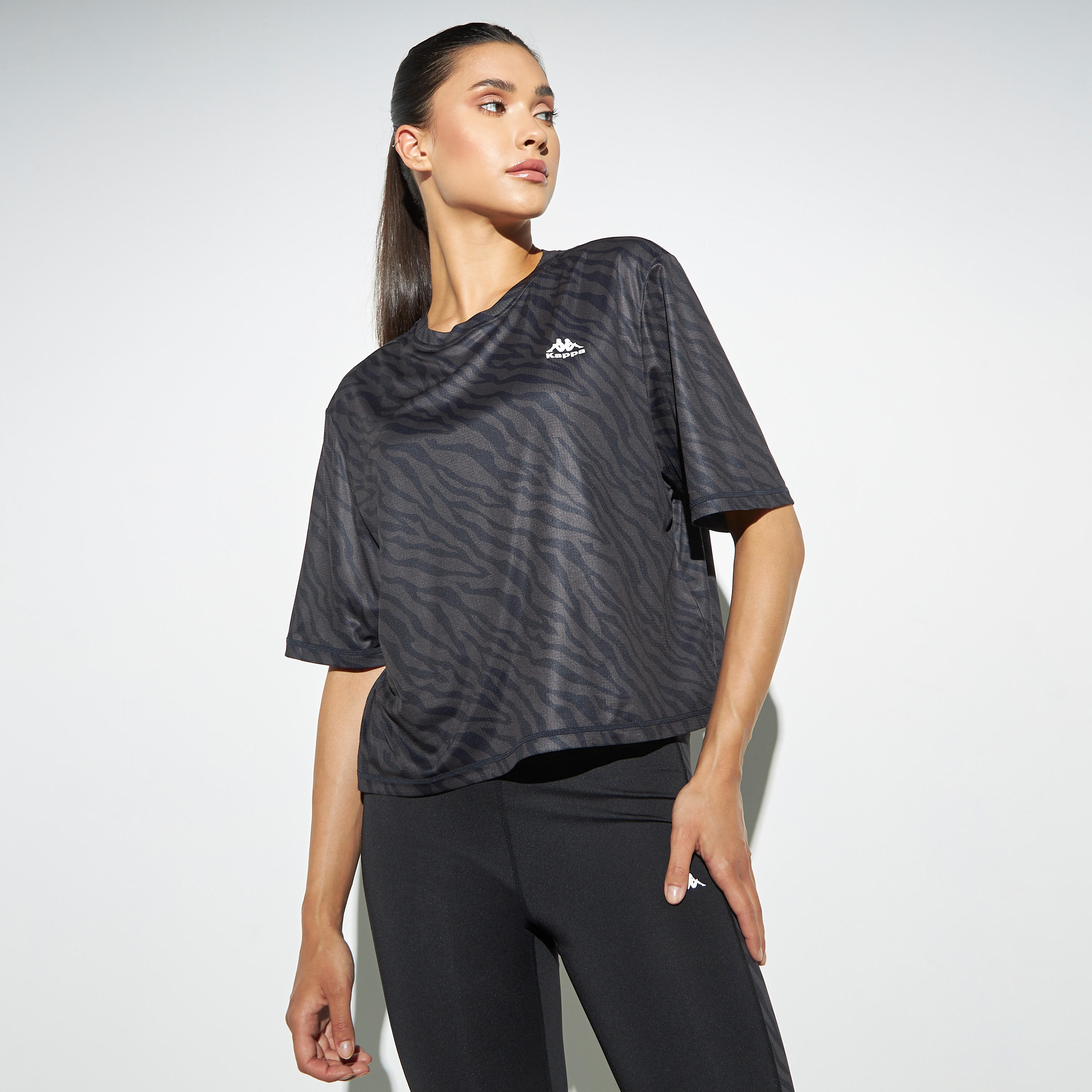 Kappa All-Over Printed T-shirt with Short Sleeves and Crew Neck-women-clothing-sportswearandactivewear-tshirtsandvests-image-1