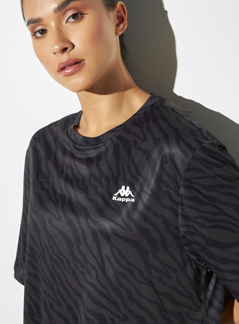 Kappa All-Over Printed T-shirt with Short Sleeves and Crew Neck-women-clothing-sportswearandactivewear-tshirtsandvests-image-4